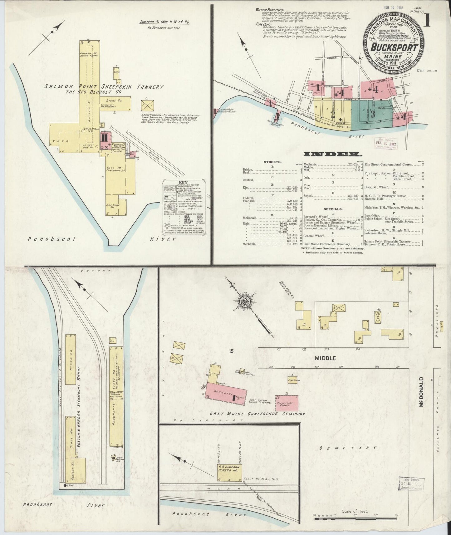 Sanborn Fire Insurance Map from Bucksport, Hancock County, Maine. (1911) – Historic Sanborn Fire Insurance Map Print