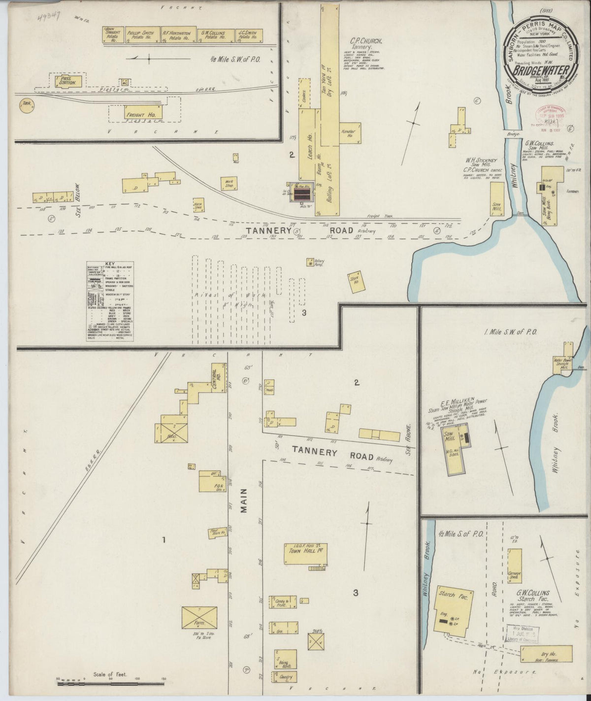 Sanborn Fire Insurance Map from Bridgewater, Aroostook County, Maine (1895), Sheet #0001 - Historic Sanborn Fire Insurance Map Print, vintage old map wall art, antique decor, genealogy gift, Maine Maine map