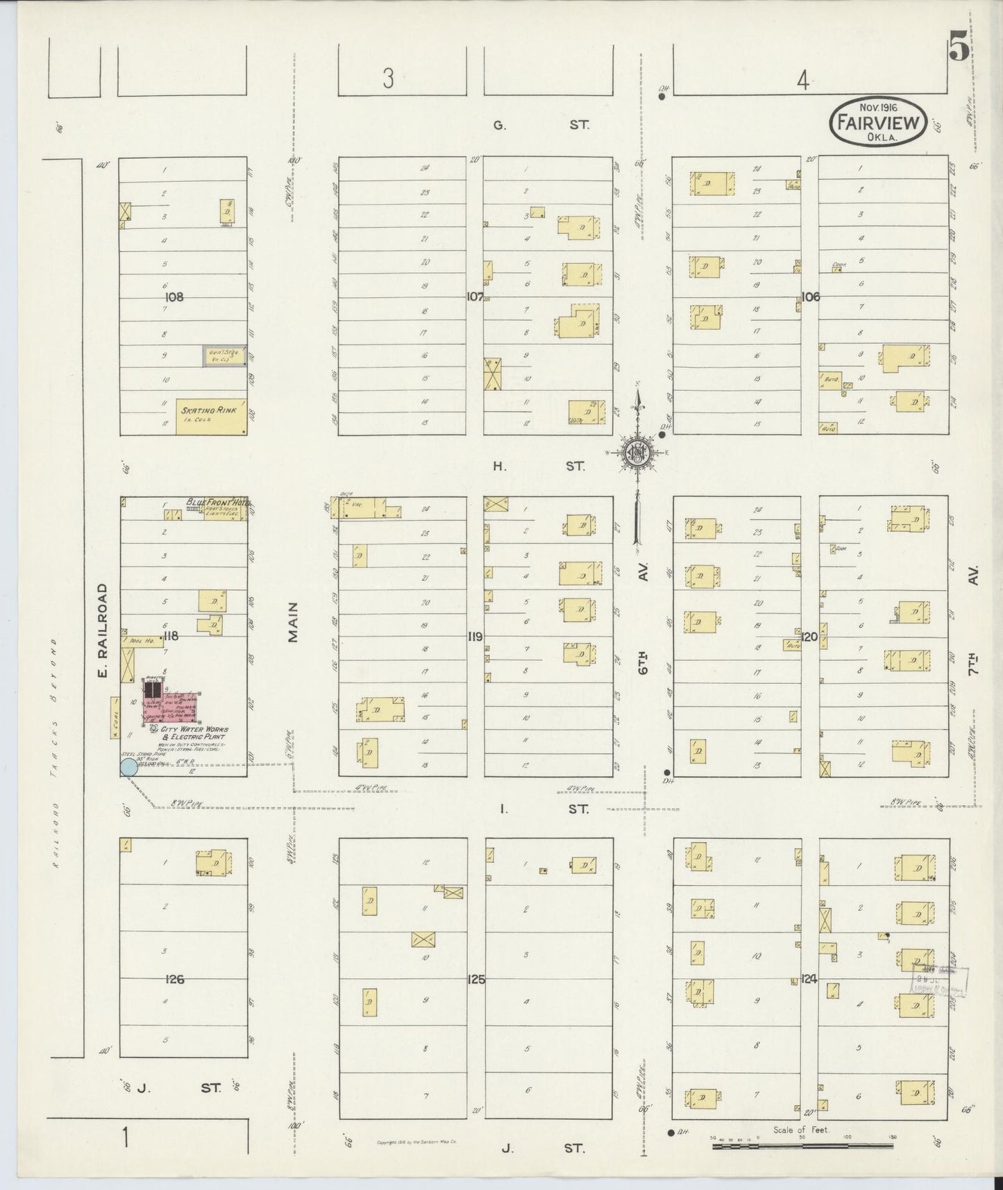 Sanborn Fire Insurance Map from Fairview, Major County, Oklahoma (1916), Sheet #0005 - Historic Sanborn Fire Insurance Map Print, vintage old map wall art, antique decor, genealogy gift, Oklahoma Oklahoma map
