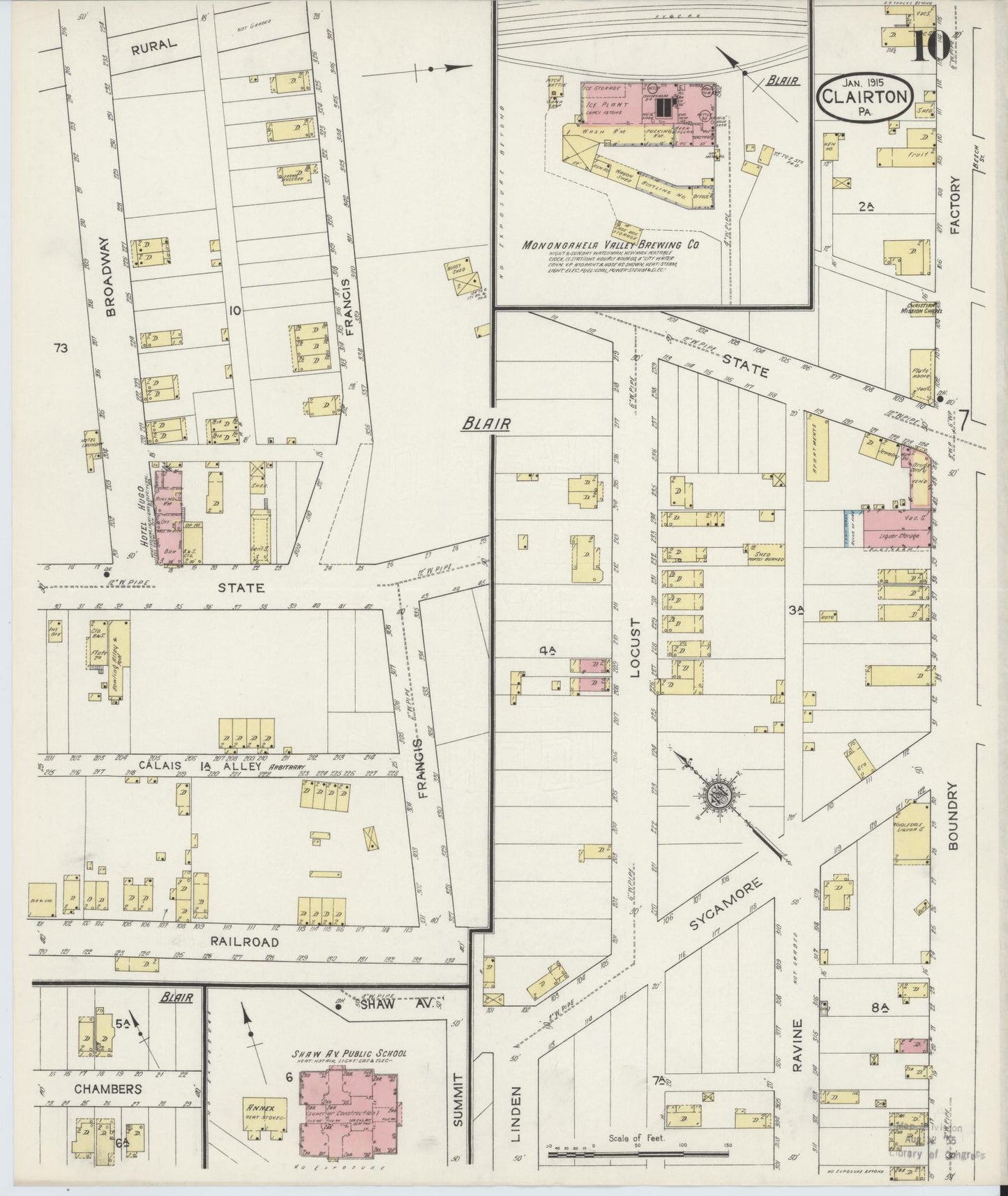 Sanborn Fire Insurance Map from Clairton, Allegheny County, Pennsylvania (1915), Sheet #0010 - Historic Sanborn Fire Insurance Map Print, vintage old map wall art, antique decor, genealogy gift, Pennsylvania Pennsylvania map