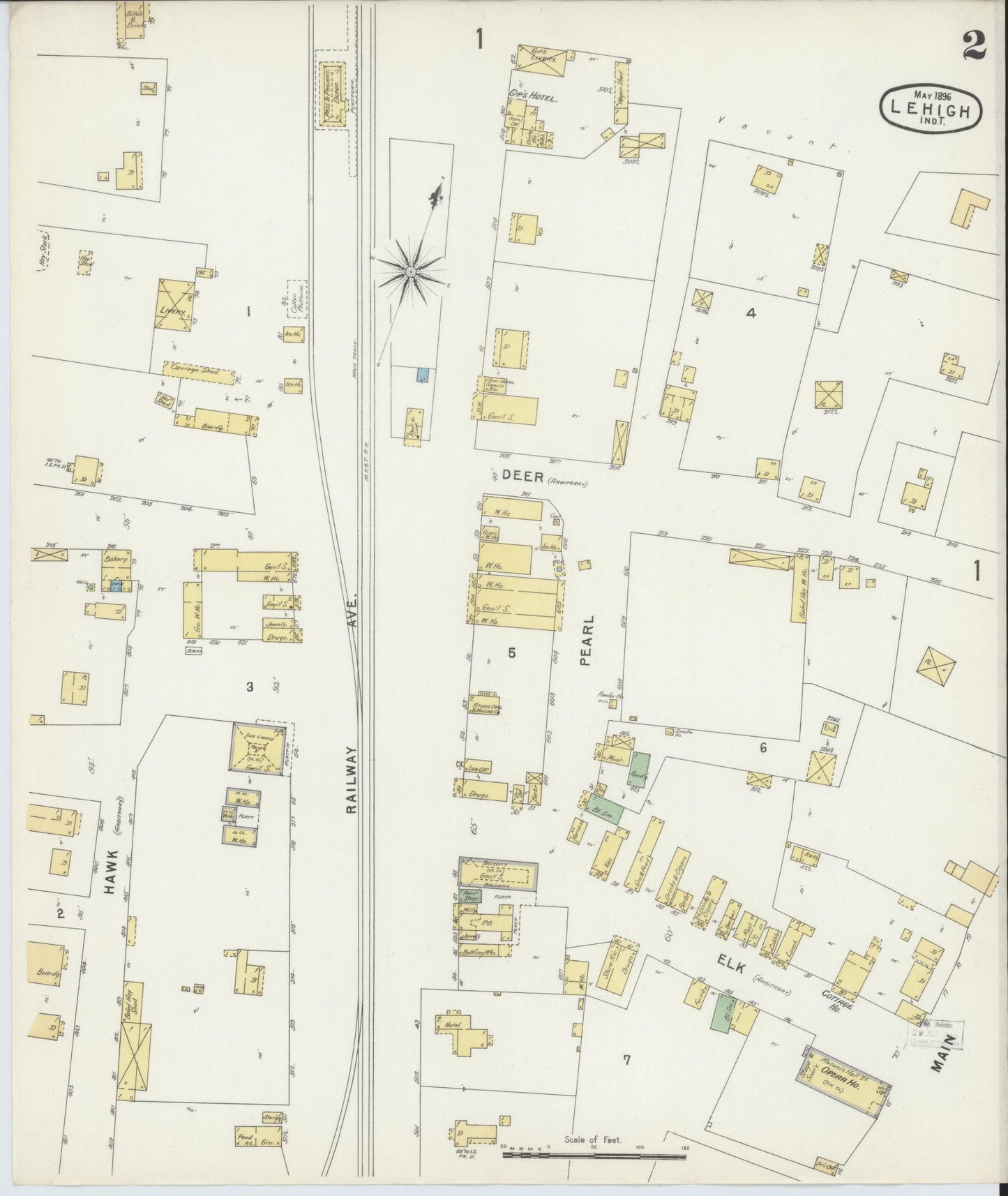 Sanborn Fire Insurance Map from Lehigh, Coal County, Oklahoma (1896), Sheet #0002 - Complete Map Set gallery image, historic Sanborn map, vintage wall art, Oklahoma Oklahoma