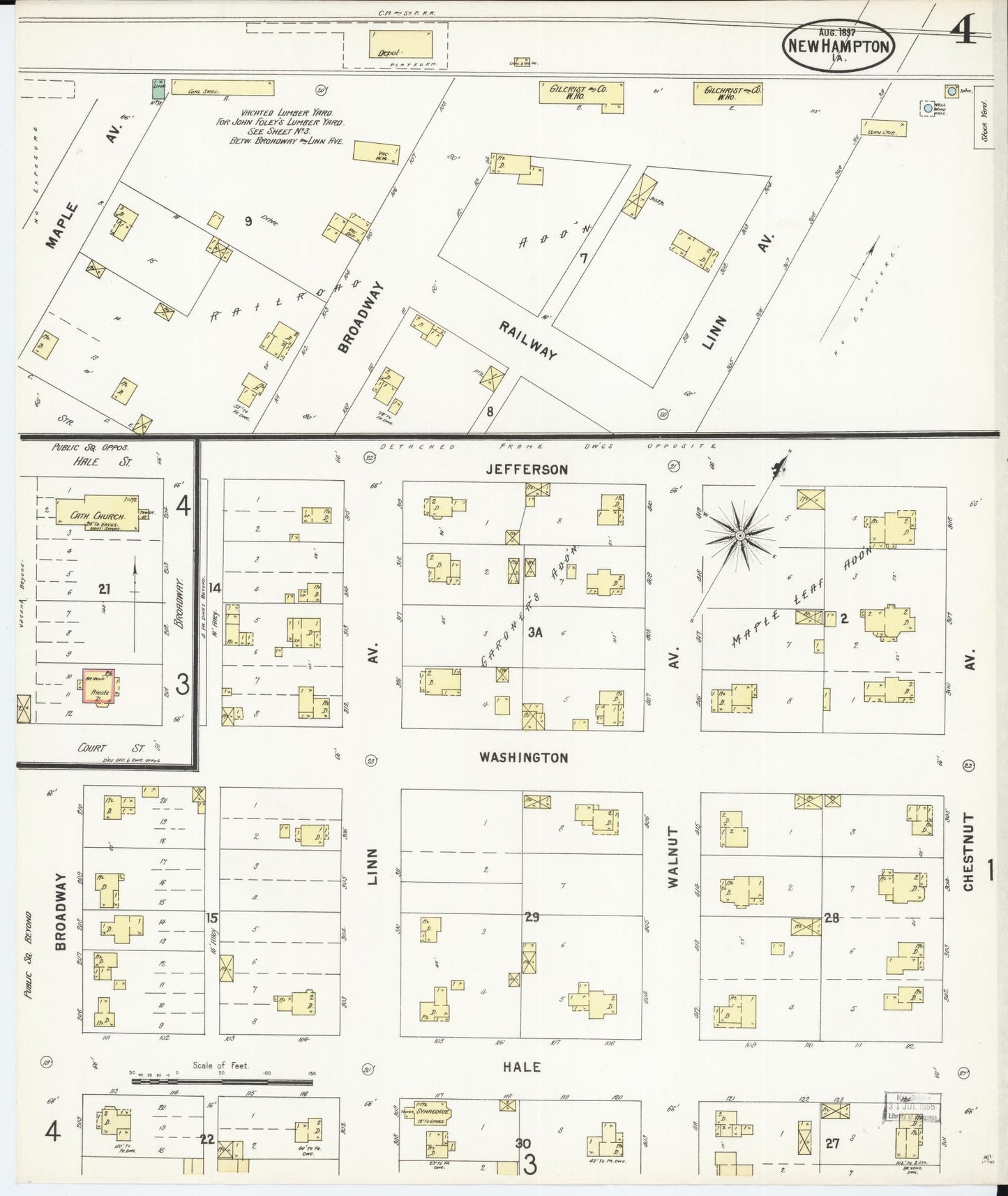 Sanborn Fire Insurance Map from New Hampton, Chickasaw County, Iowa (1897), Sheet #0004 - Historic Sanborn Fire Insurance Map Print