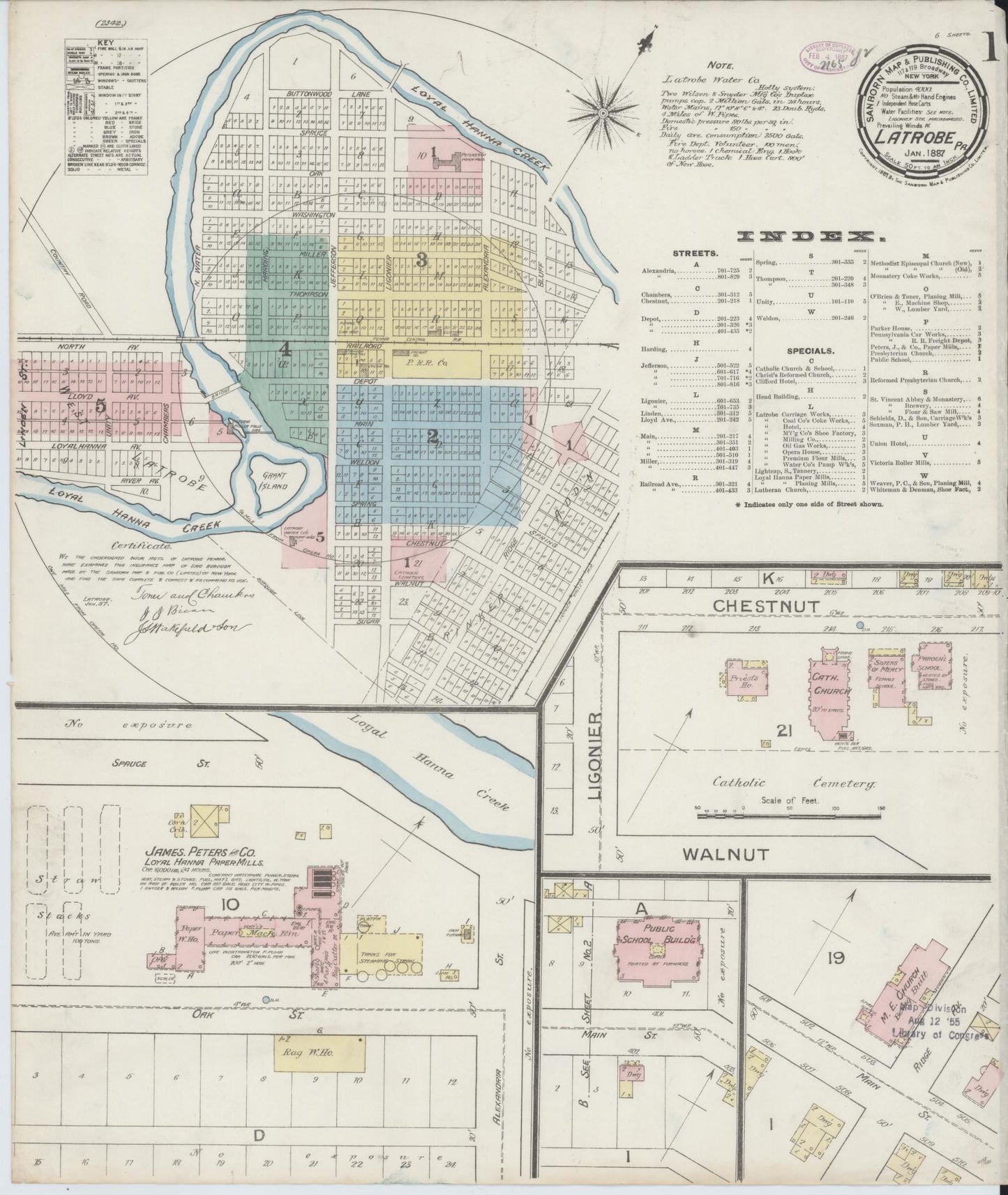 Sanborn Fire Insurance Map from Latrobe, Westmoreland County, Pennsylvania. (1887) – Historic Sanborn Fire Insurance Map Print
