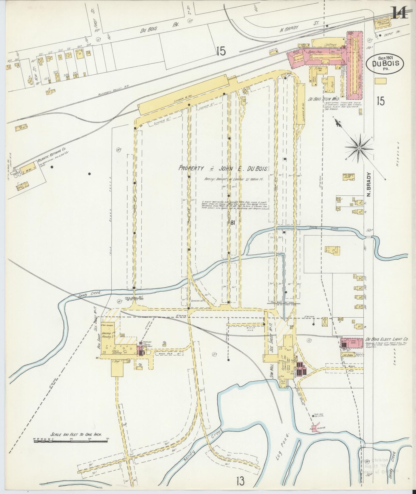 Sanborn Fire Insurance Map from Du Bois, Clearfield County, Pennsylvania (1901), Sheet #0014 - Historic Sanborn Fire Insurance Map Print, vintage old map wall art, antique decor, genealogy gift, Pennsylvania Pennsylvania map