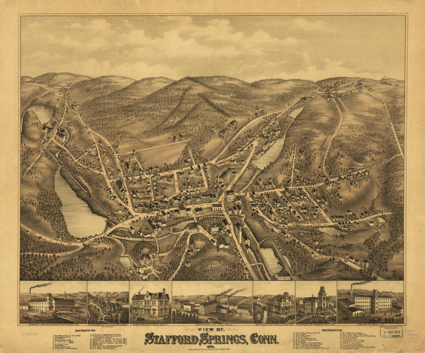 View of Stafford Springs, Conn. 1878. (1878) – Historic Bird’s-Eye View Panorama Print