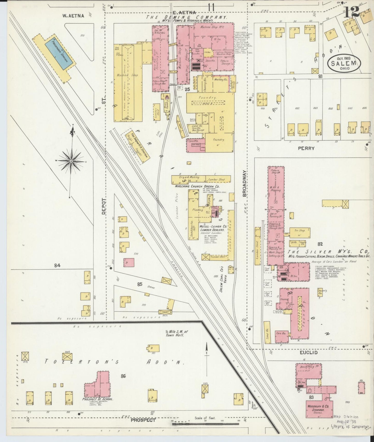 Sanborn Fire Insurance Map from Salem, Columbiana County, Ohio (1903), Sheet #0012 - Complete Map Set gallery image, historic Sanborn map, vintage wall art, Ohio Ohio
