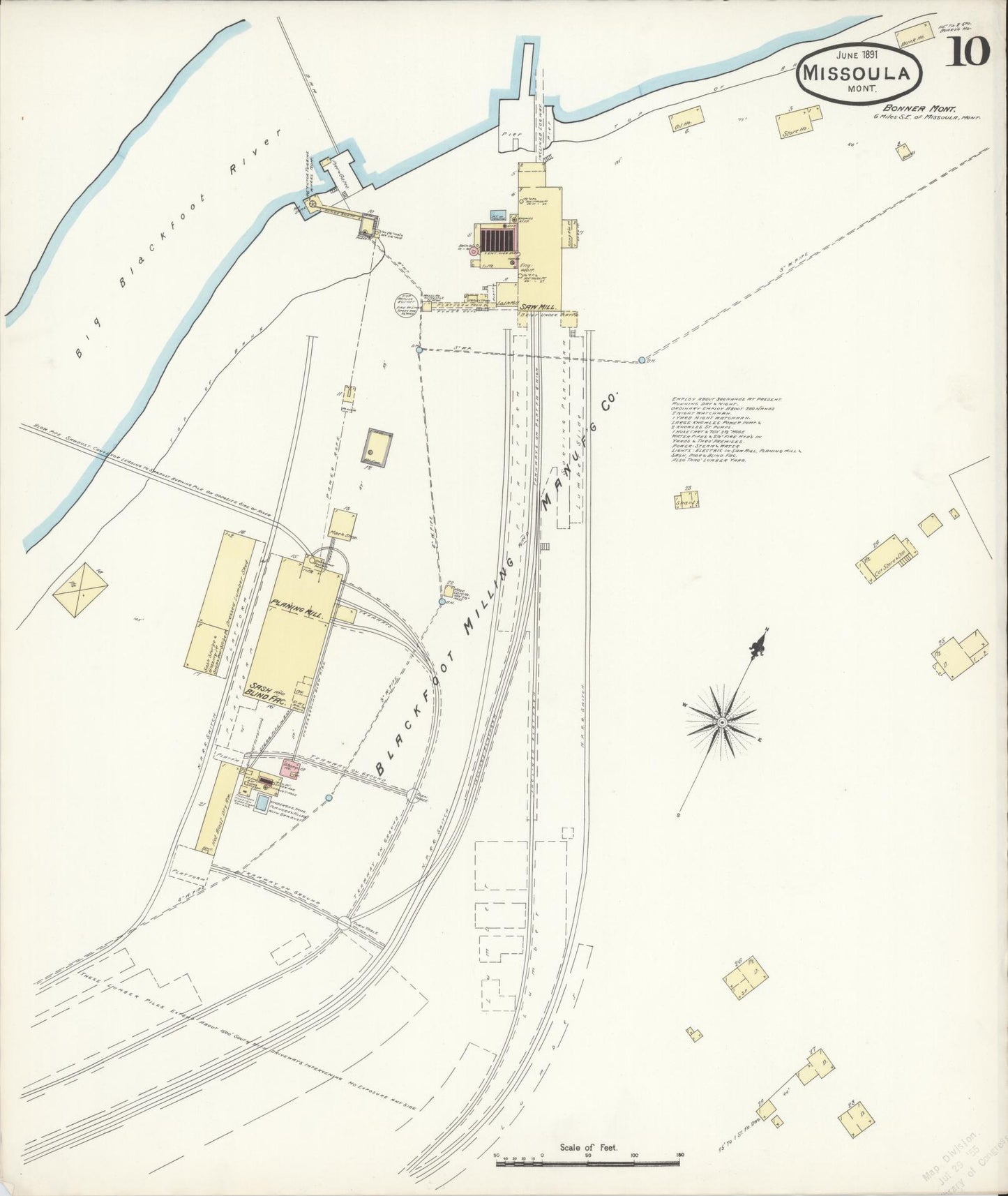 Sanborn Fire Insurance Map from Missoula, Missoula County, Montana (1891), Sheet #0010 - Historic Sanborn Fire Insurance Map Print, vintage old map wall art, antique decor, genealogy gift, Montana Montana map