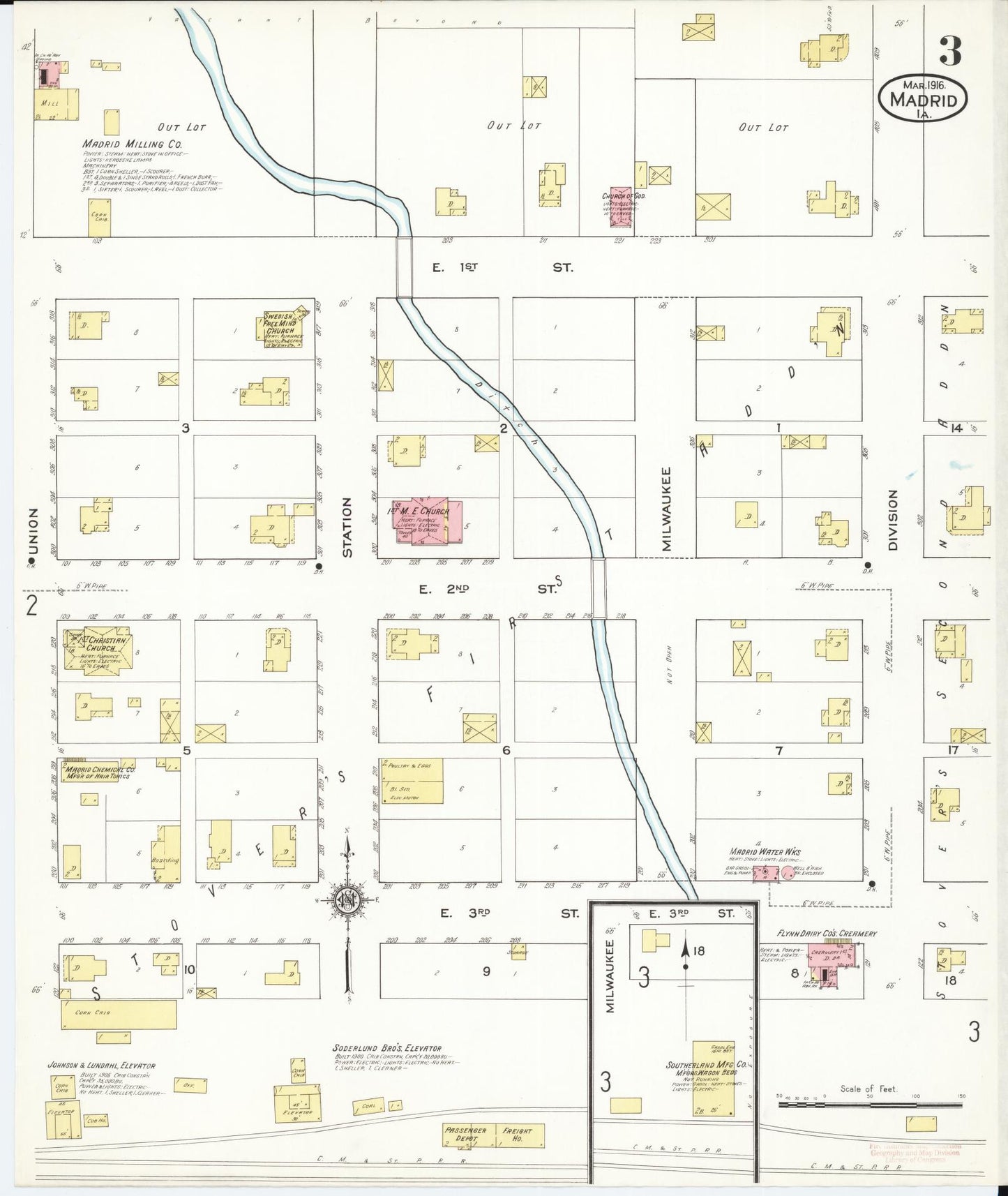 Sanborn Fire Insurance Map from Madrid, Boone County, Iowa (1916), Sheet #0003 - Historic Sanborn Fire Insurance Map Print
