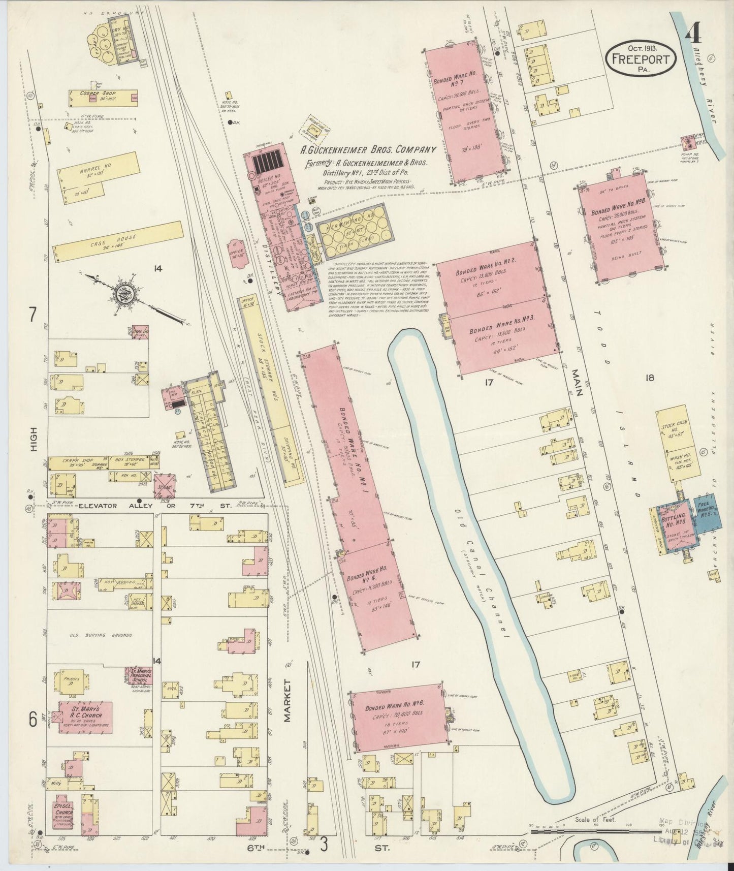 Sanborn Fire Insurance Map from Freeport, Armstrong County, Pennsylvania (1913), Sheet #0004 - Historic Sanborn Fire Insurance Map Print, vintage old map wall art, antique decor, genealogy gift, Pennsylvania Pennsylvania map