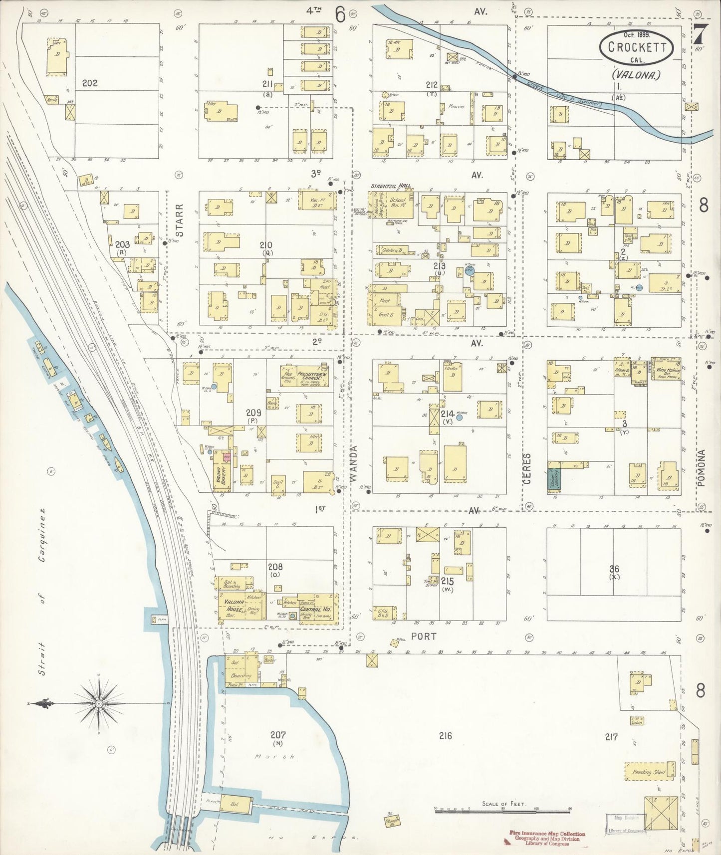 Sanborn Fire Insurance Map from Crockett, Contra Costa County, California (1899), Sheet #0007 - Historic Sanborn Fire Insurance Map Print, vintage old map wall art, antique decor, genealogy gift, California California map
