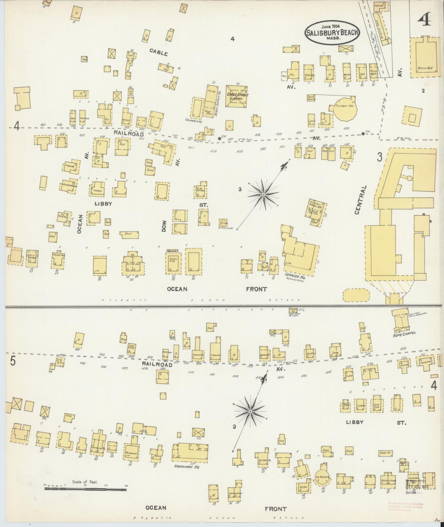 Sanborn Fire Insurance Map from Salisbury, Essex County, Massachusetts (1904), Sheet #0004 - Historic Sanborn Fire Insurance Map Print, vintage old map wall art, antique decor, genealogy gift, Massachusetts Massachusetts map