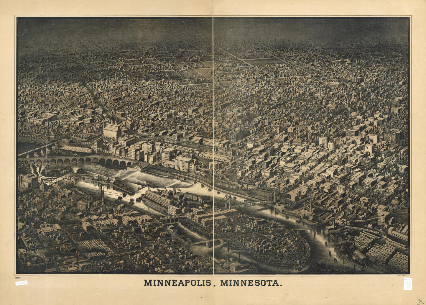 Minneapolis, Minnesota. (1885) – Historic Bird’s-Eye View Panorama Print