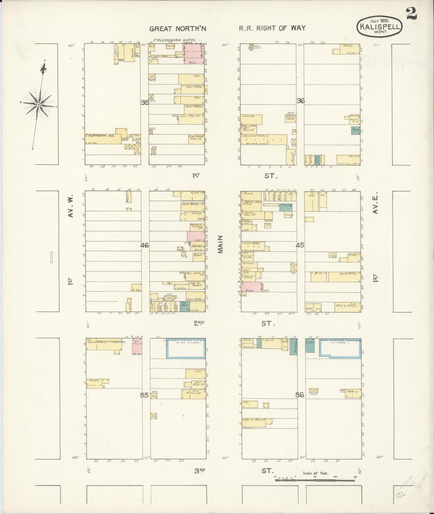 Sanborn Fire Insurance Map from Kalispell, Flathead County, Montana (1892), Sheet #0002 - Complete Map Set gallery image, historic Sanborn map, vintage wall art, Montana Montana