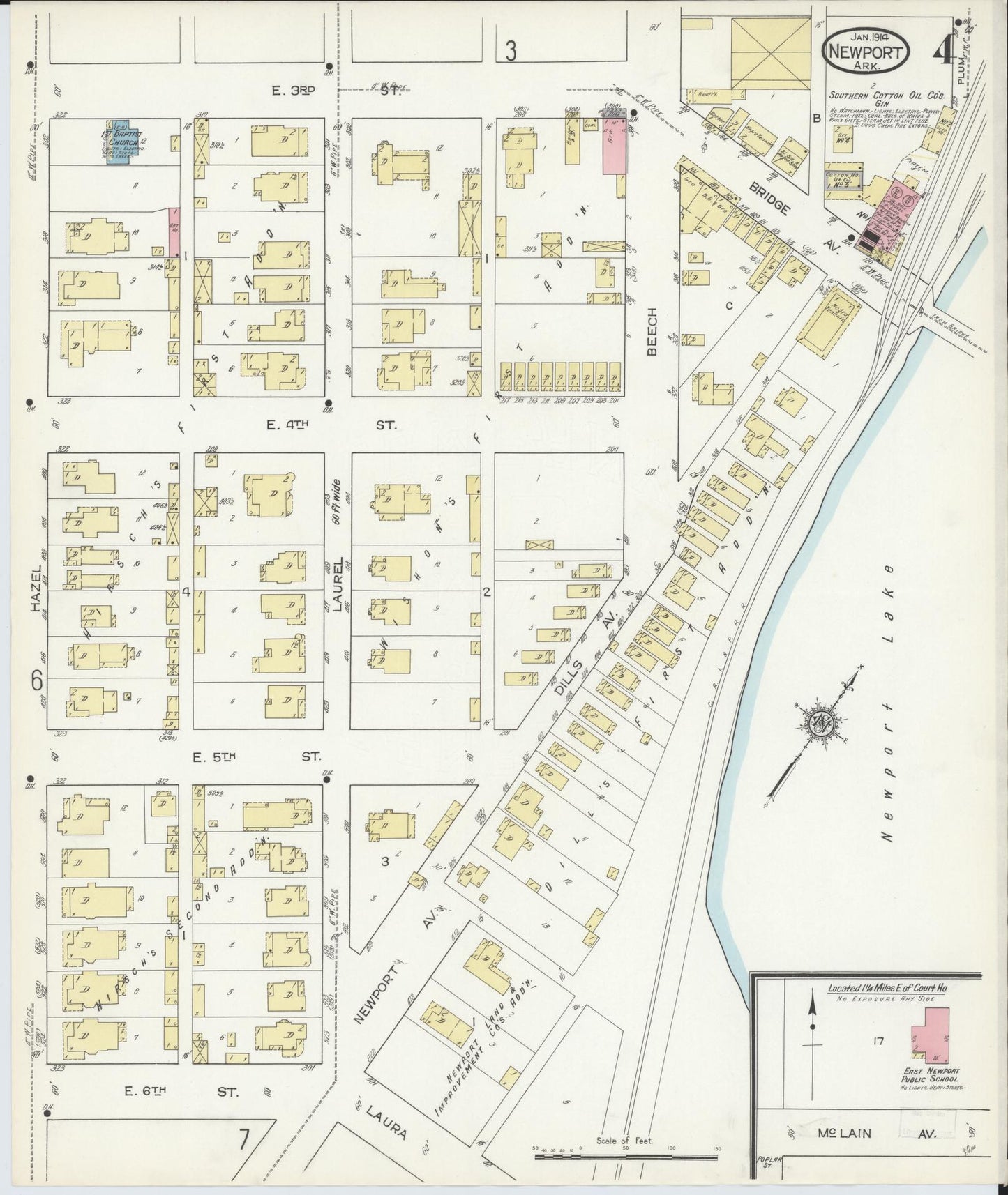 Sanborn Fire Insurance Map from Newport, Jackson County, Arkansas (1914), Sheet #0004 - Historic Sanborn Fire Insurance Map Print, vintage old map wall art, antique decor, genealogy gift, Arkansas Arkansas map