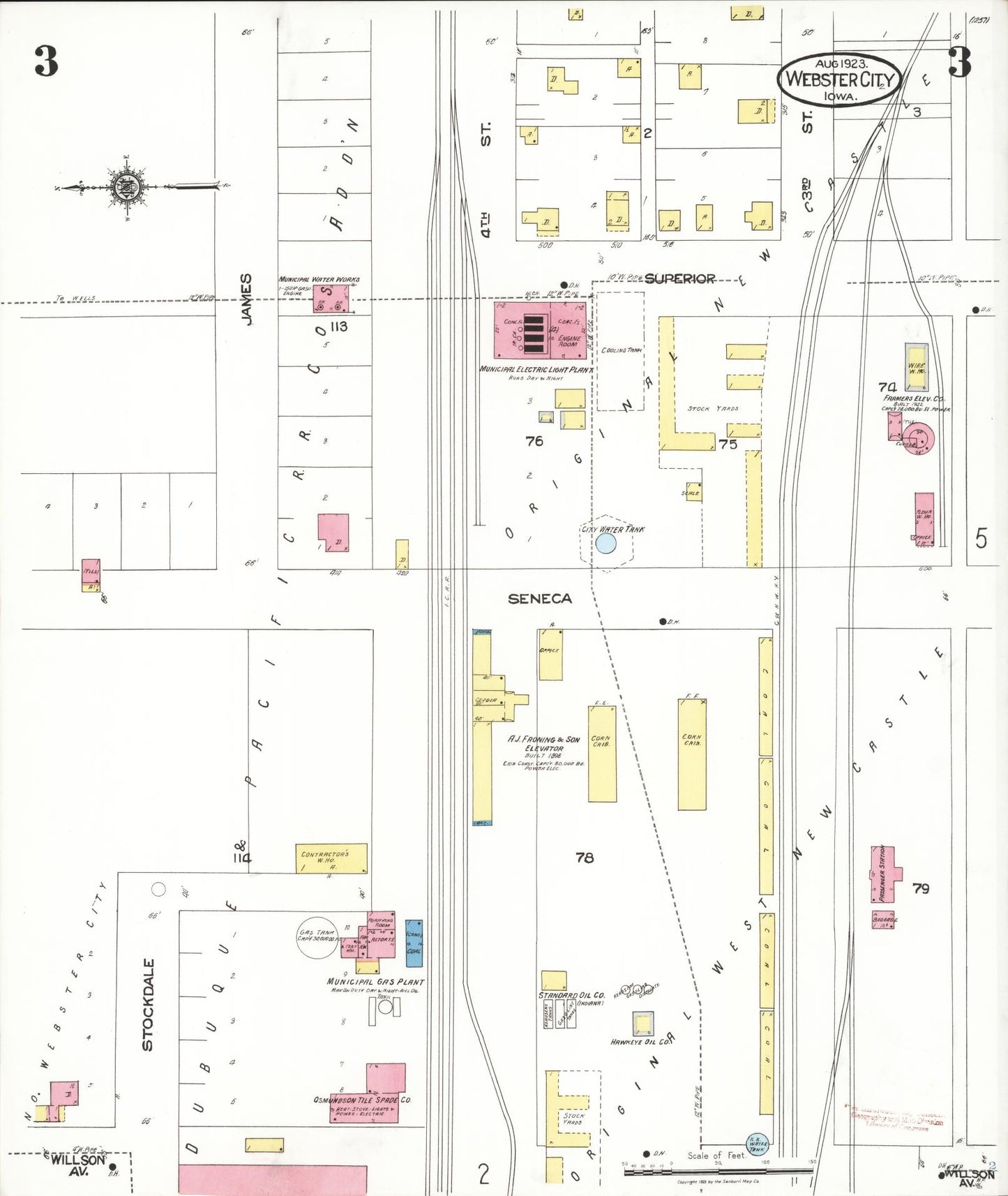 Sanborn Fire Insurance Map from Webster City, Hamilton County, Iowa (1923), Sheet #0003 - Historic Sanborn Fire Insurance Map Print