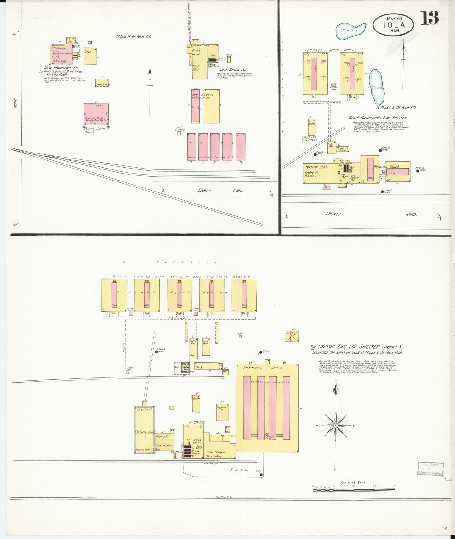 Sanborn Fire Insurance Map from Iola, Allen County, Kansas (1899), Sheet #0013 - Historic Sanborn Fire Insurance Map Print, vintage old map wall art, antique decor, genealogy gift, Kansas Kansas map