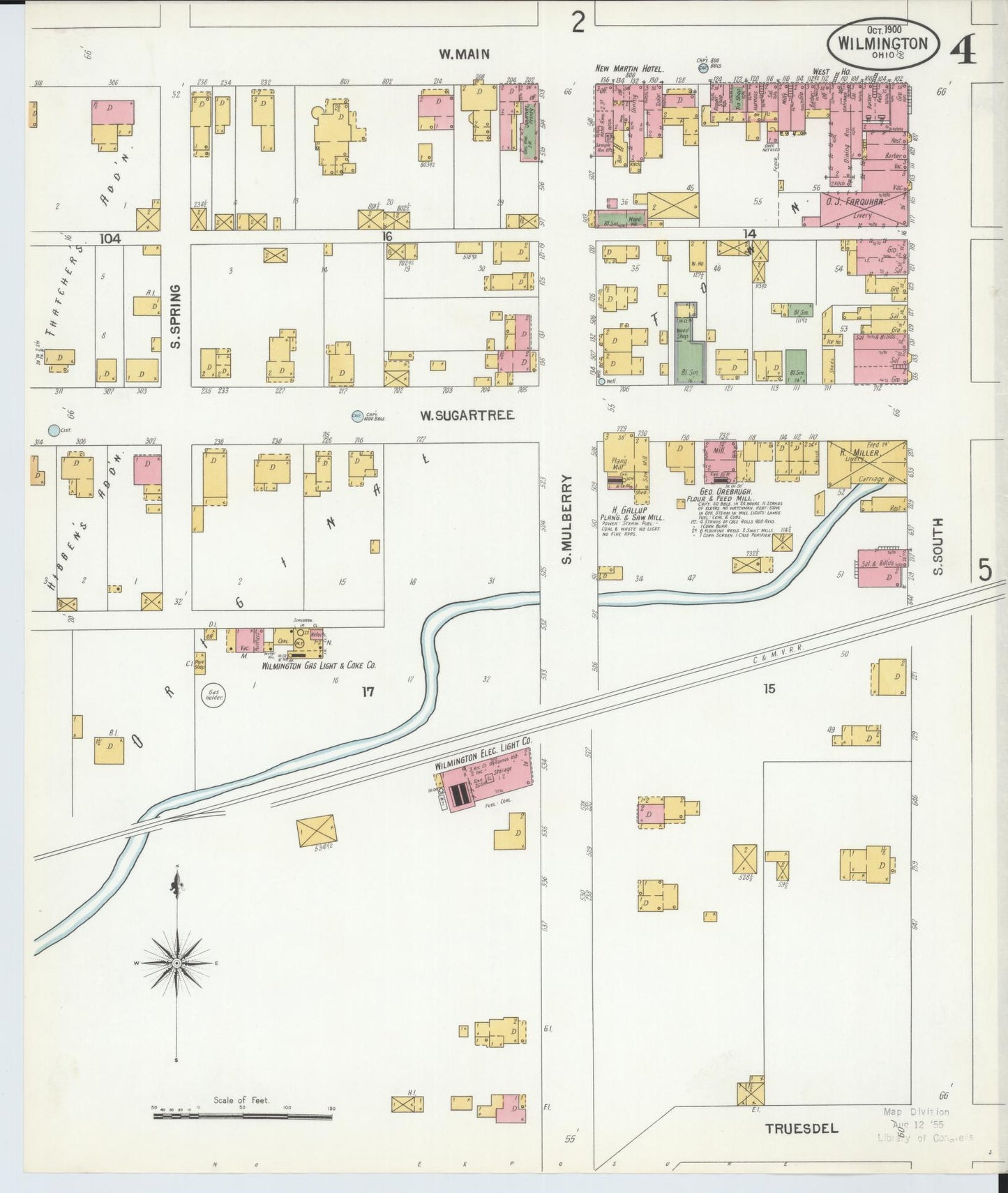 Sanborn Fire Insurance Map from Wilmington, Clinton County, Ohio (1900), Sheet #0004 - Historic Sanborn Fire Insurance Map Print, vintage old map wall art, antique decor, genealogy gift, Ohio Ohio map