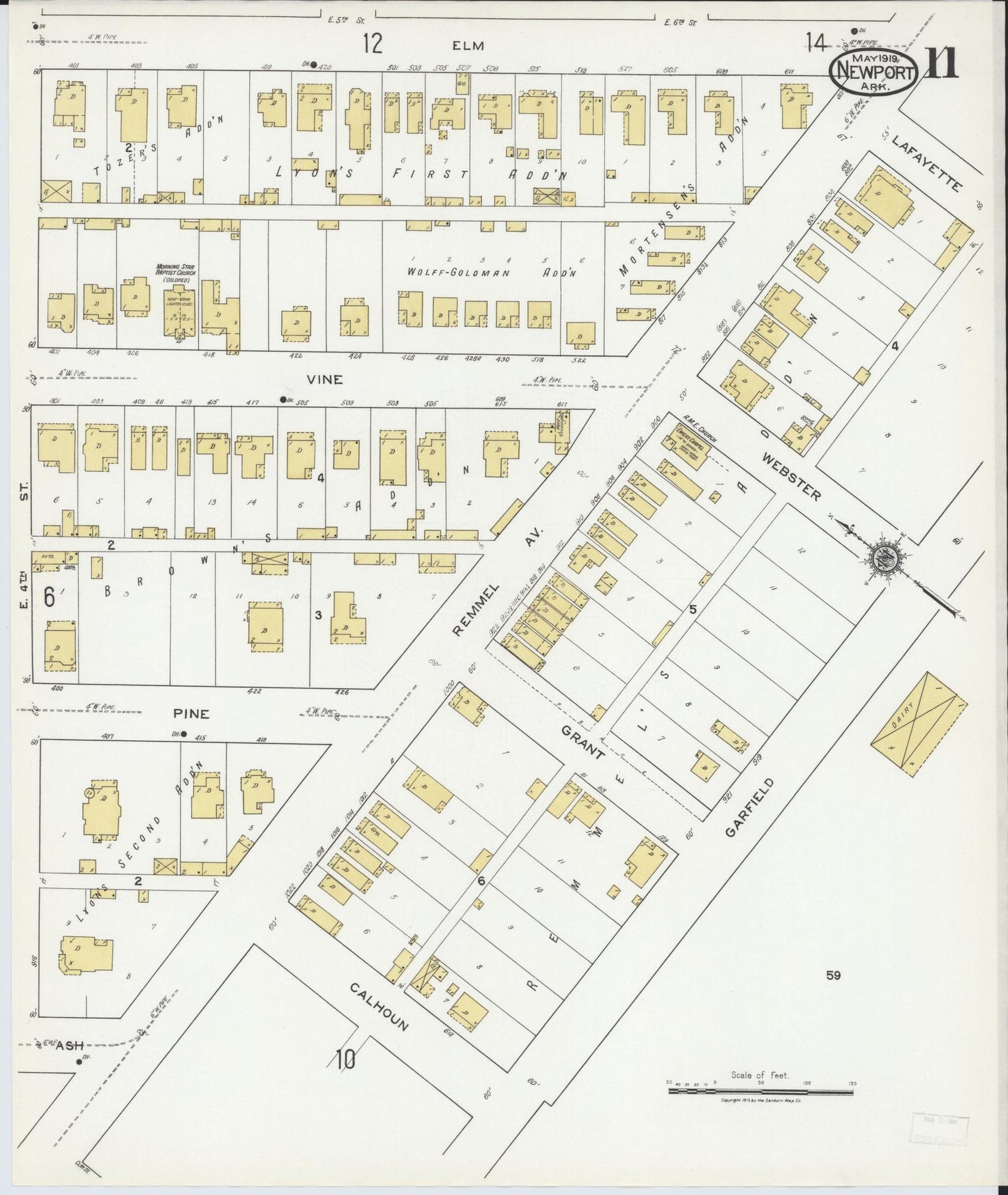 Sanborn Fire Insurance Map from Newport, Jackson County, Arkansas (1919), Sheet #0011 - Historic Sanborn Fire Insurance Map Print, vintage old map wall art, antique decor, genealogy gift, Arkansas Arkansas map