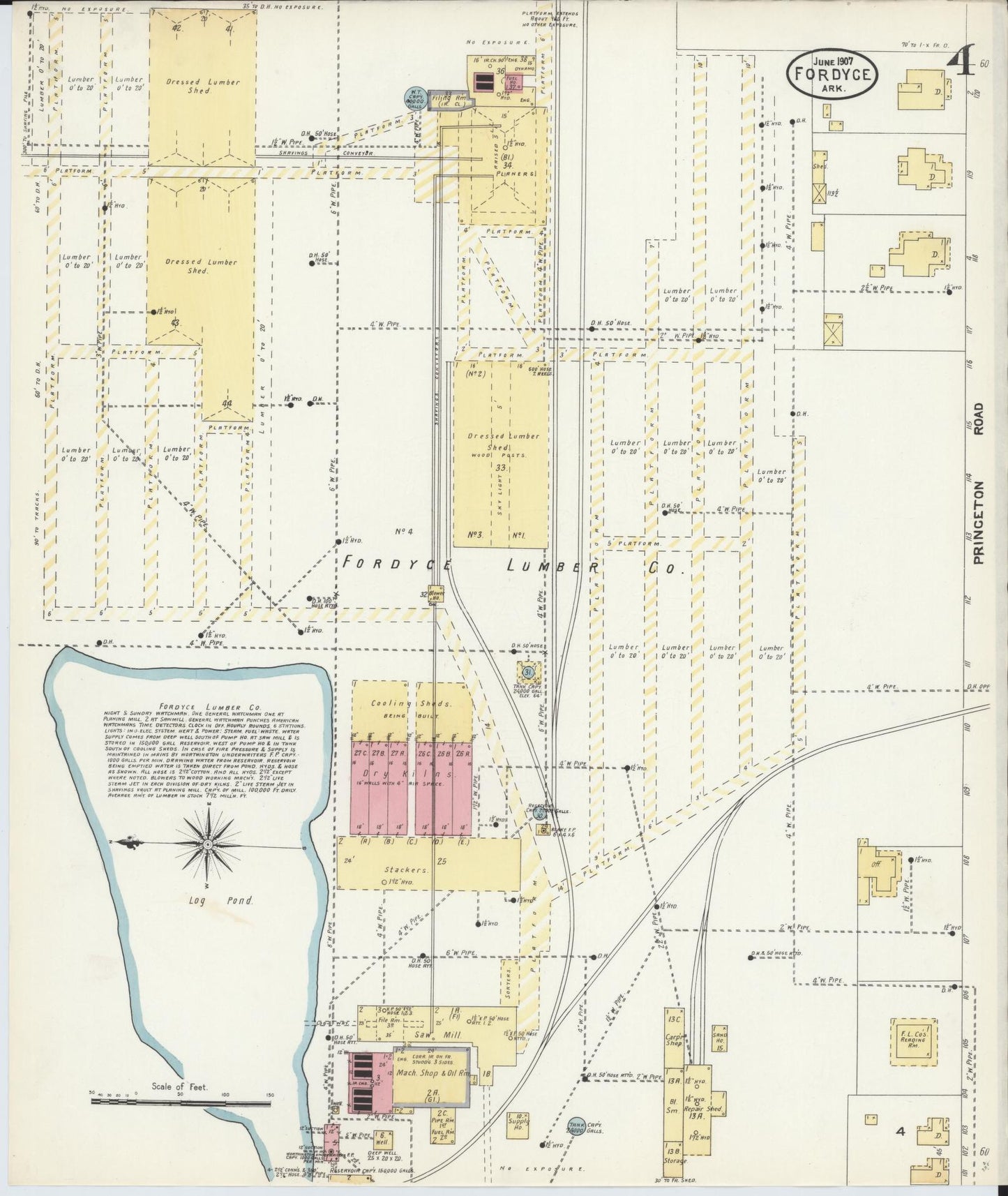 Sanborn Fire Insurance Map from Fordyce, Dallas County, Arkansas (1907), Sheet #0004 - Complete Map Set gallery image, historic Sanborn map, vintage wall art, Arkansas Arkansas