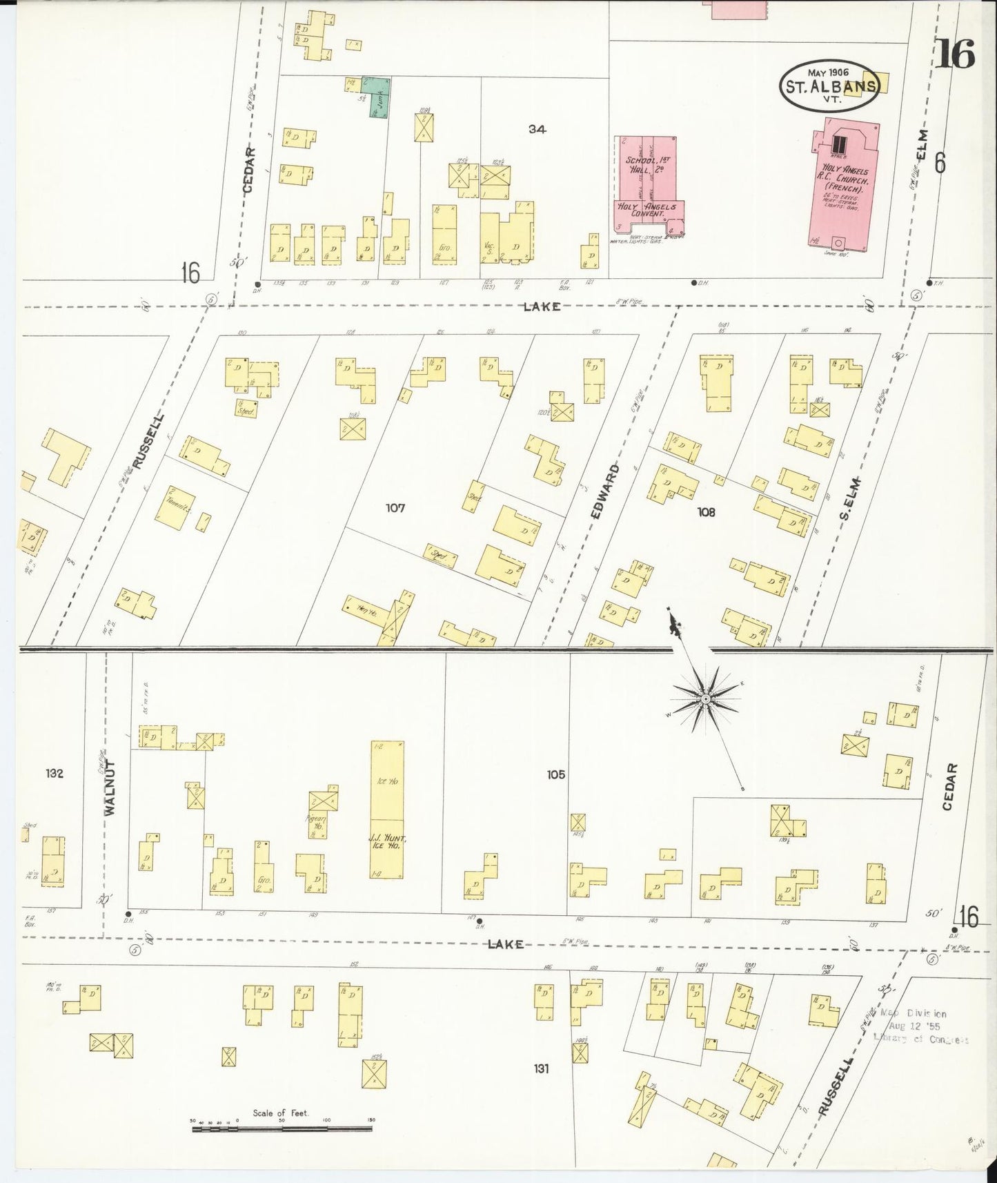 Sanborn Fire Insurance Map from Saint Albans, Franklin County, Vermont (1906), Sheet #0016 - Complete Map Set gallery image, historic Sanborn map, vintage wall art, Vermont Vermont