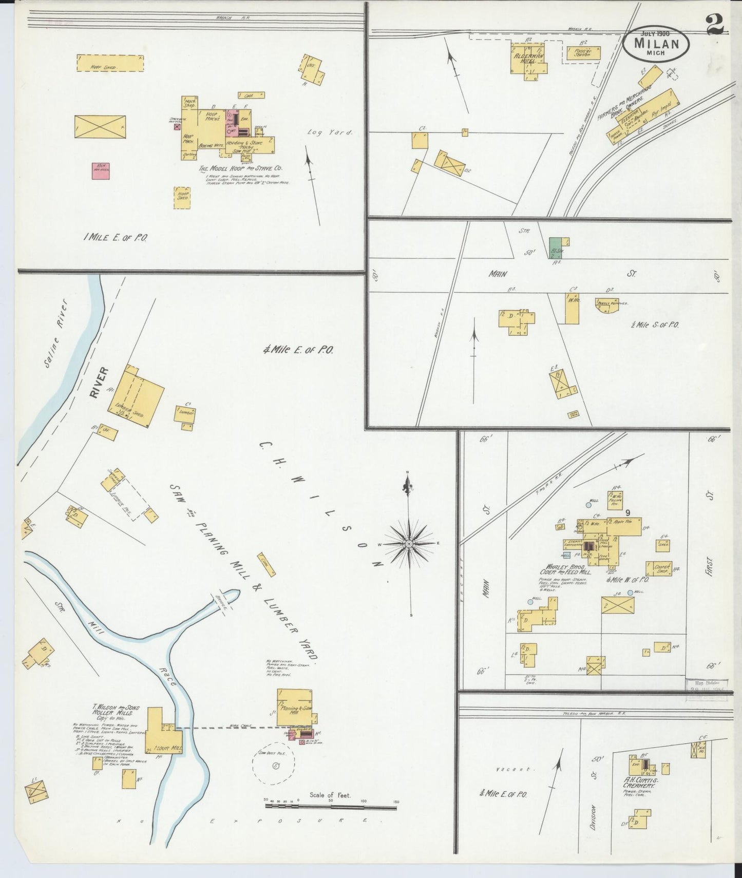 Sanborn Fire Insurance Map from Milan, Washtenaw And Monroe Counties, Michigan (1900), Sheet #0002 - Complete Map Set gallery image, historic Sanborn map, vintage wall art, Michigan Michigan