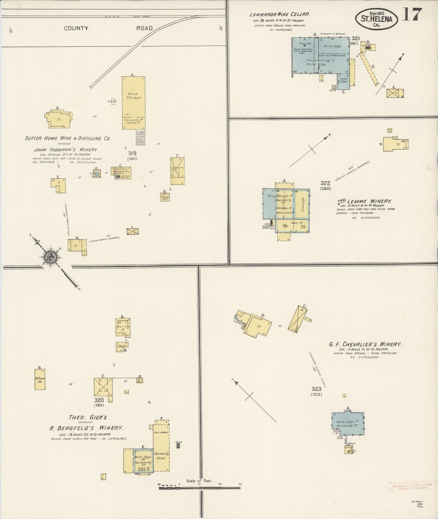 Sanborn Fire Insurance Map from Saint Helena, Napa County, California (1910), Sheet #0017 - Complete Map Set gallery image, historic Sanborn map, vintage wall art, California California