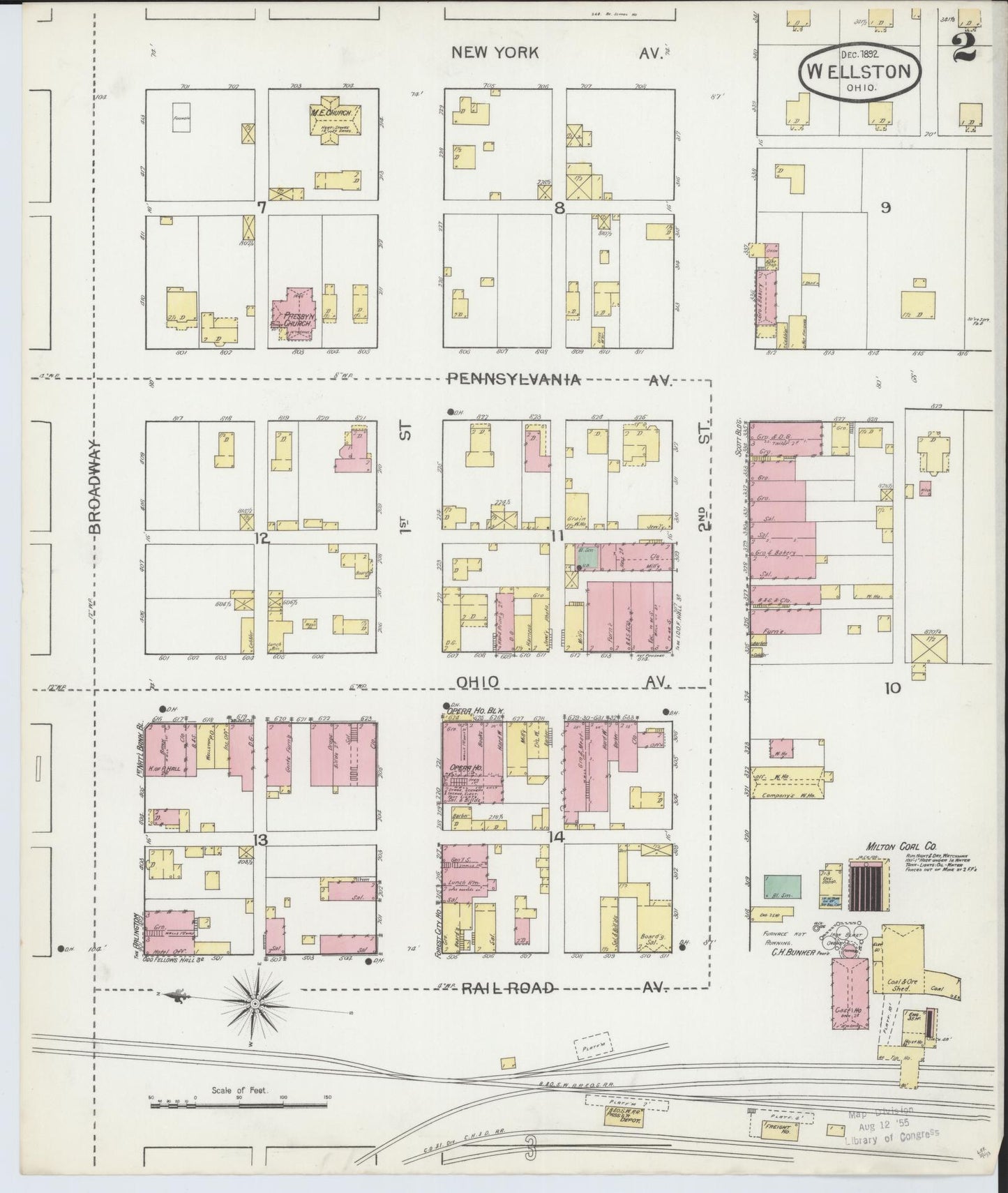 Sanborn Fire Insurance Map from Wellston, Jackson County, Ohio (1892), Sheet #0002 - Historic Sanborn Fire Insurance Map Print, vintage old map wall art, antique decor, genealogy gift, Ohio Ohio map