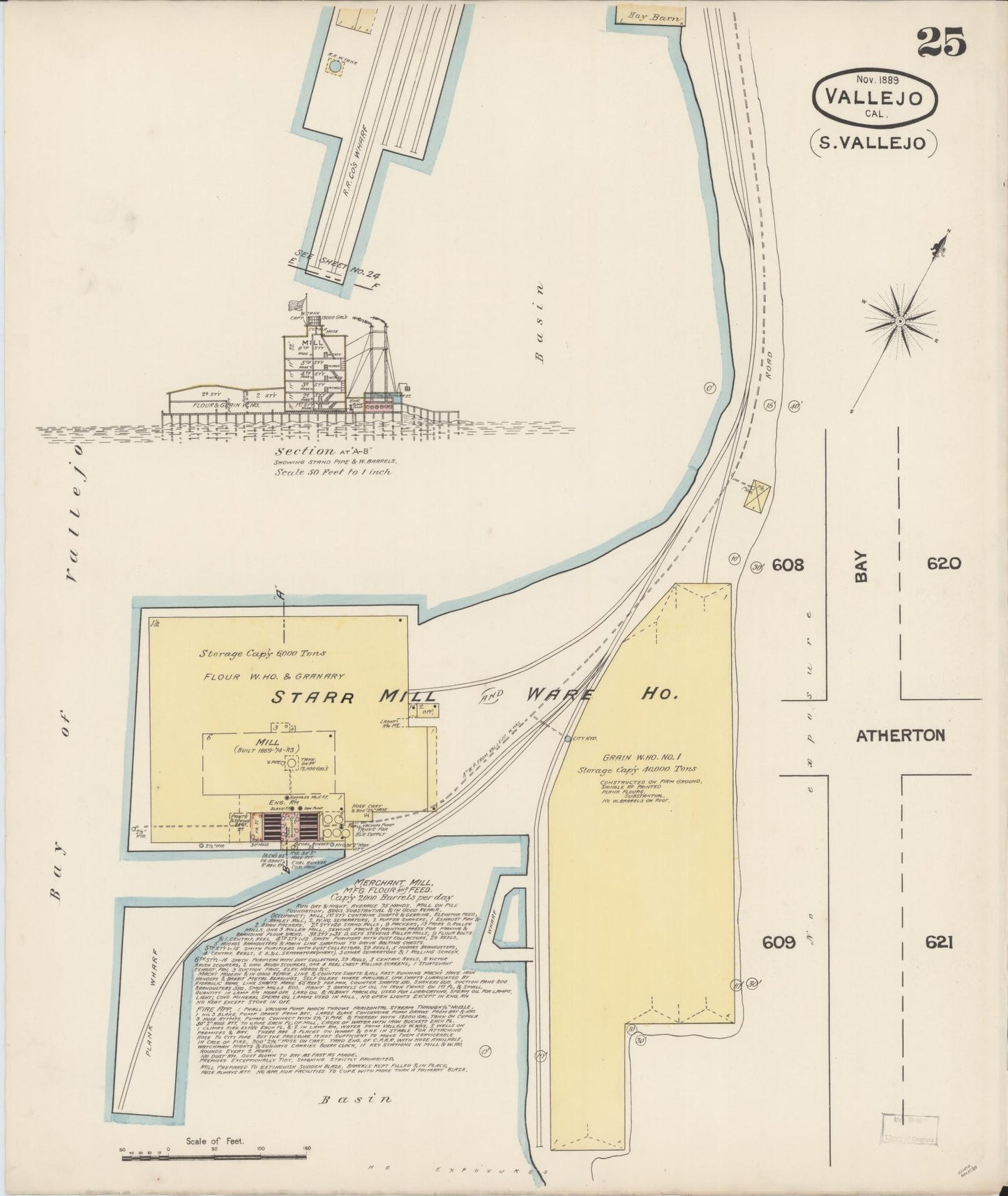 Sanborn Fire Insurance Map from Vallejo, Solano County, California (1889), Sheet #0025 - Complete Map Set gallery image, historic Sanborn map, vintage wall art, California California