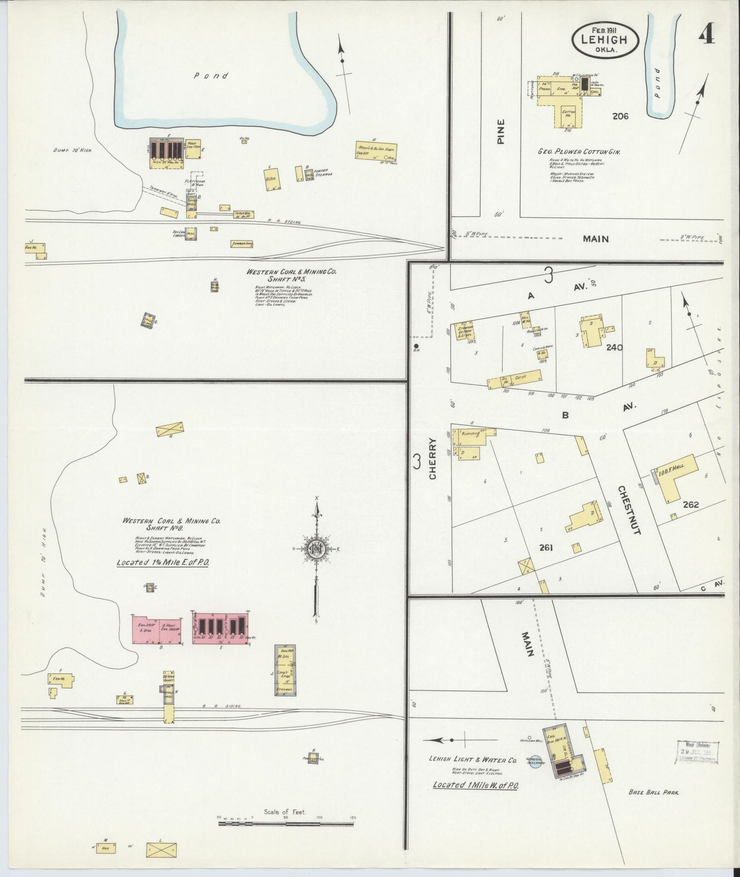 Sanborn Fire Insurance Map from Lehigh, Coal County, Oklahoma (1911), Sheet #0004 - Historic Sanborn Fire Insurance Map Print, vintage old map wall art, antique decor, genealogy gift, Oklahoma Oklahoma map