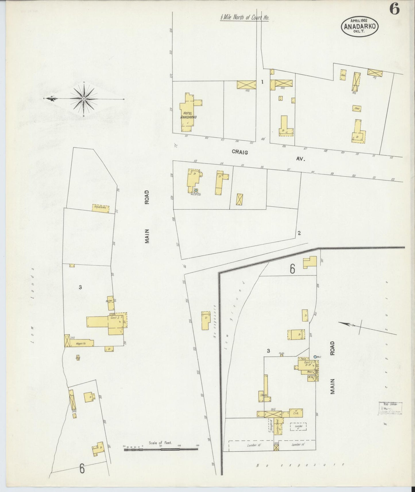 Sanborn Fire Insurance Map from Anadarko, Caddo County, Oklahoma (1902), Sheet #0006 - Historic Sanborn Fire Insurance Map Print, vintage old map wall art, antique decor, genealogy gift, Oklahoma Oklahoma map