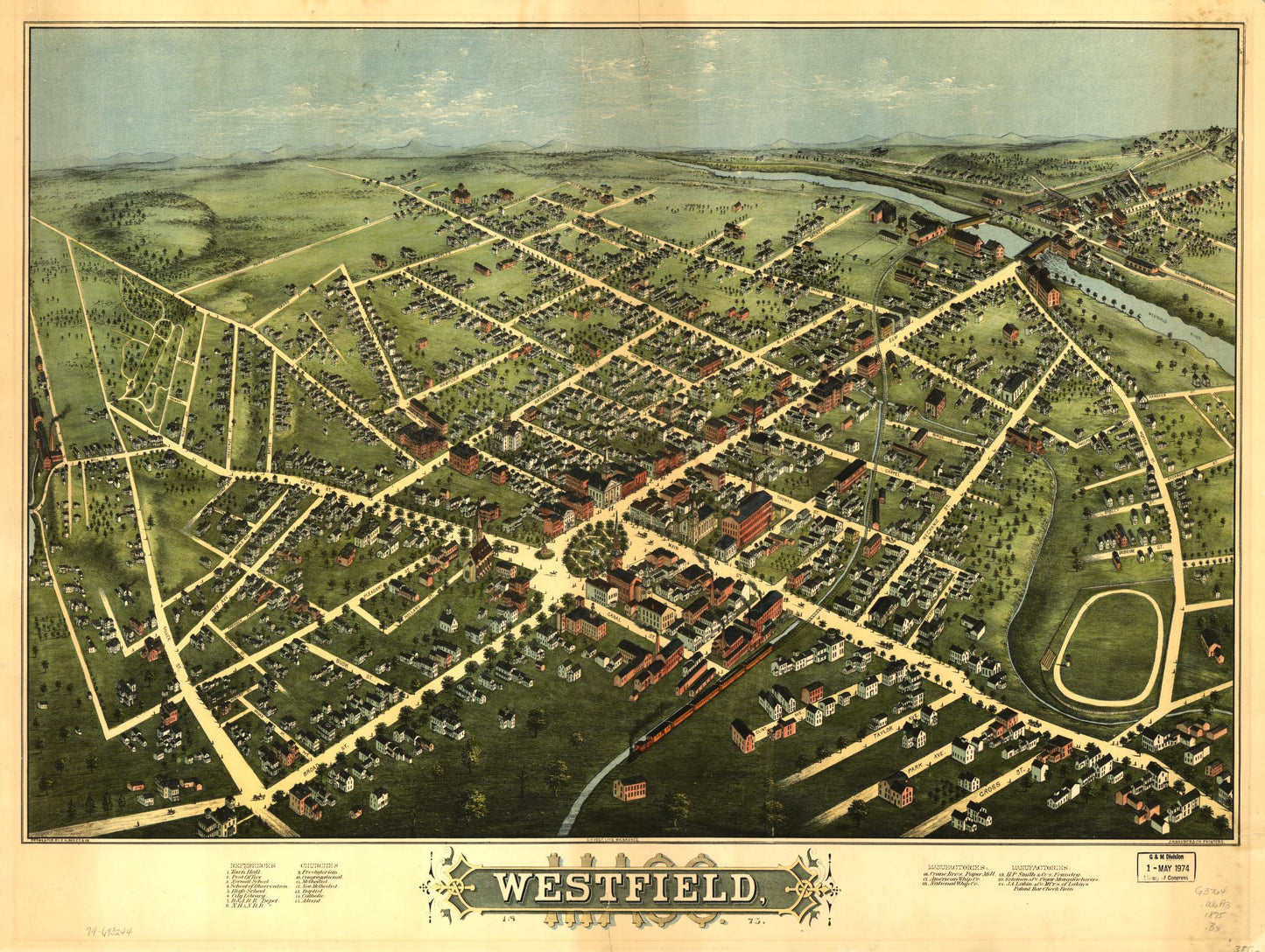 Westfield 1875. (1875) – Historic Bird’s-Eye View Panorama Print