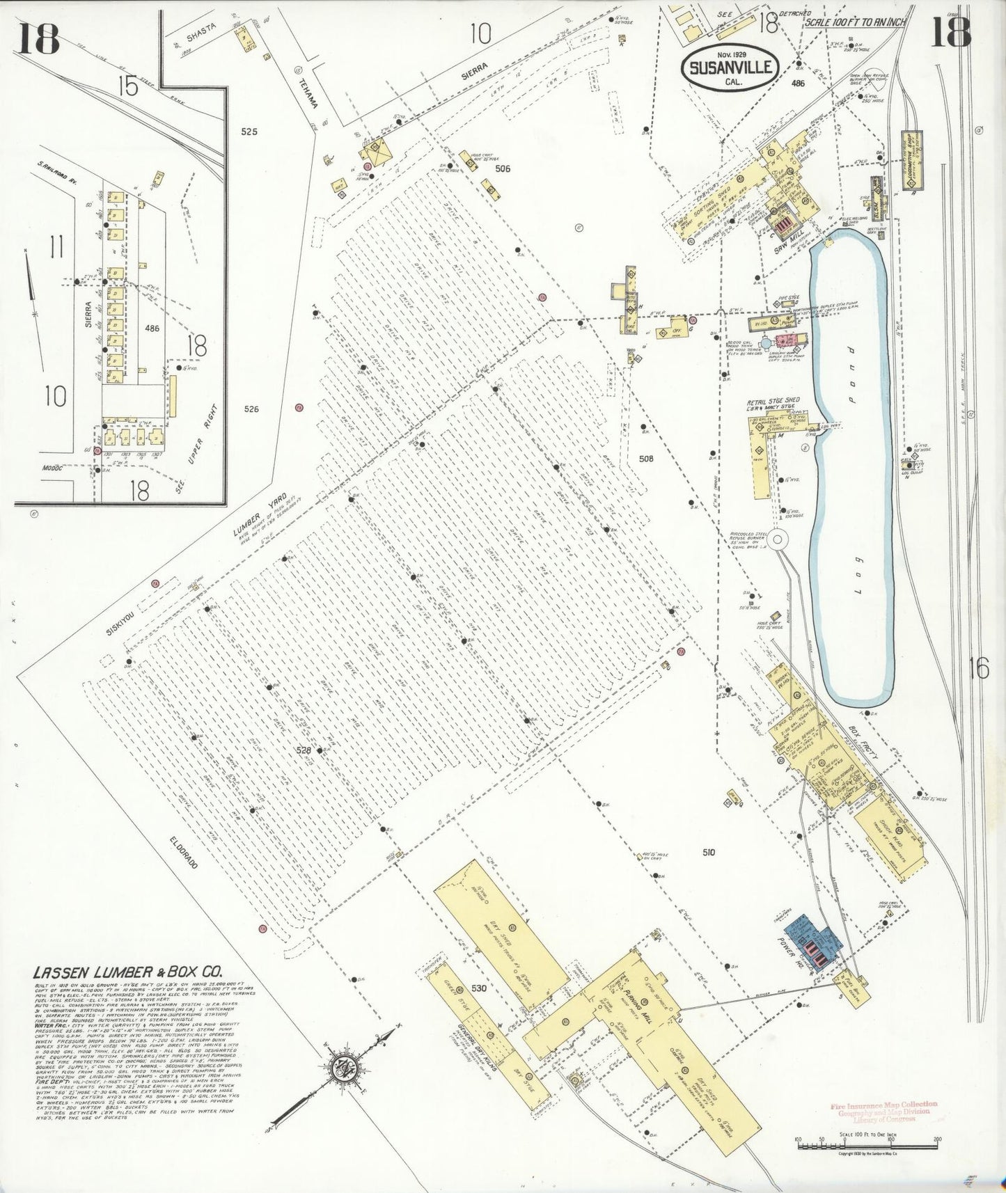 Sanborn Fire Insurance Map from Susanville, Lassen County, California (1929), Sheet #0018 - Complete Map Set gallery image, historic Sanborn map, vintage wall art, California California