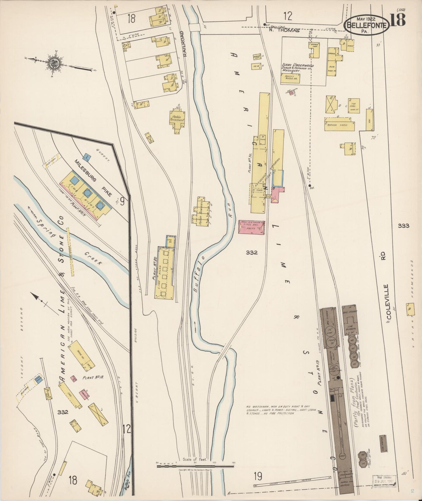 Sanborn Fire Insurance Map from Bellefonte, Centre County, Pennsylvania (1922), Sheet #0018 - Historic Sanborn Fire Insurance Map Print, vintage old map wall art, antique decor, genealogy gift, Pennsylvania Pennsylvania map
