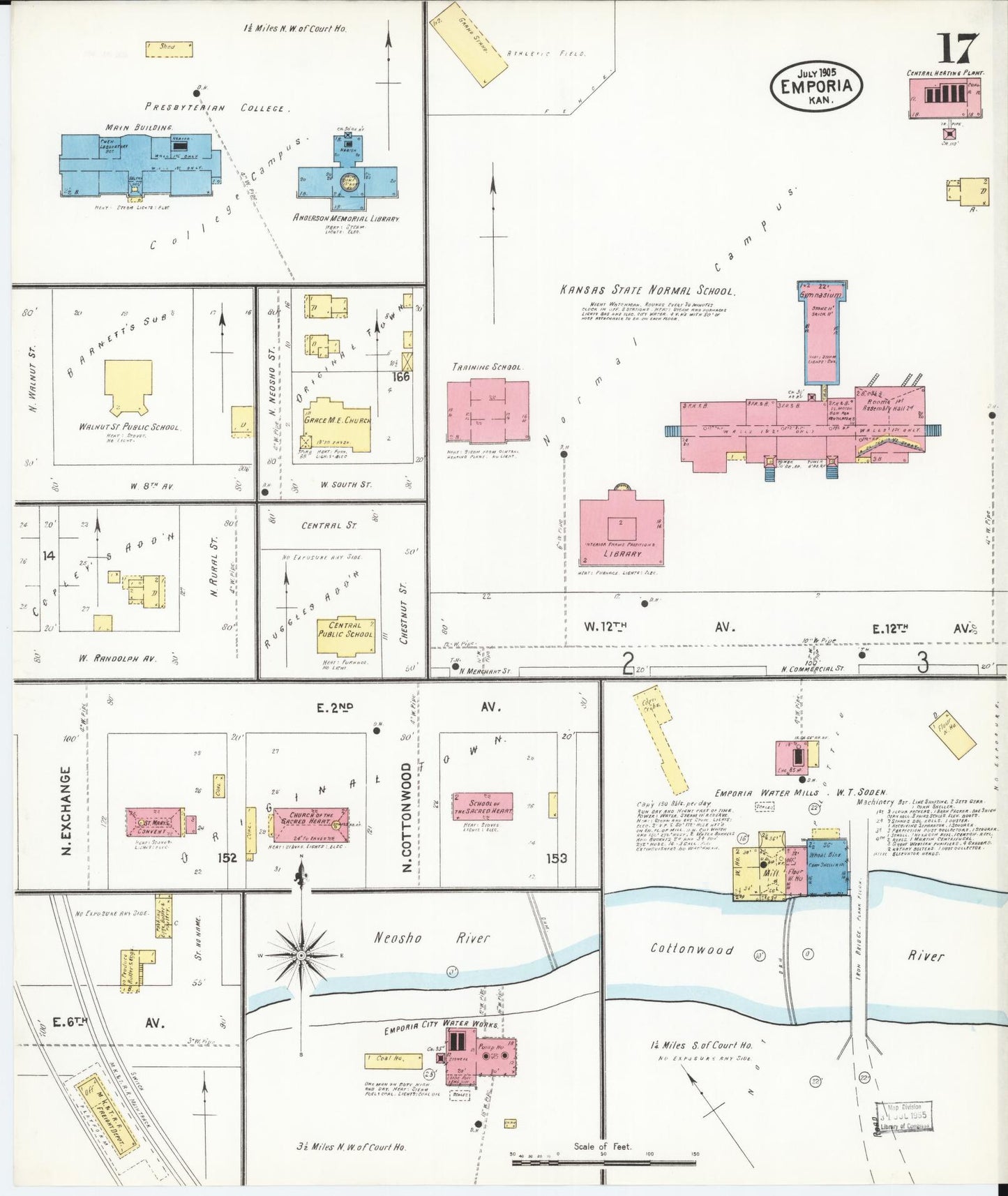 Sanborn Fire Insurance Map from Emporia, Lyon County, Kansas (1905), Sheet #0017 - Complete Map Set gallery image, historic Sanborn map, vintage wall art, Kansas Kansas