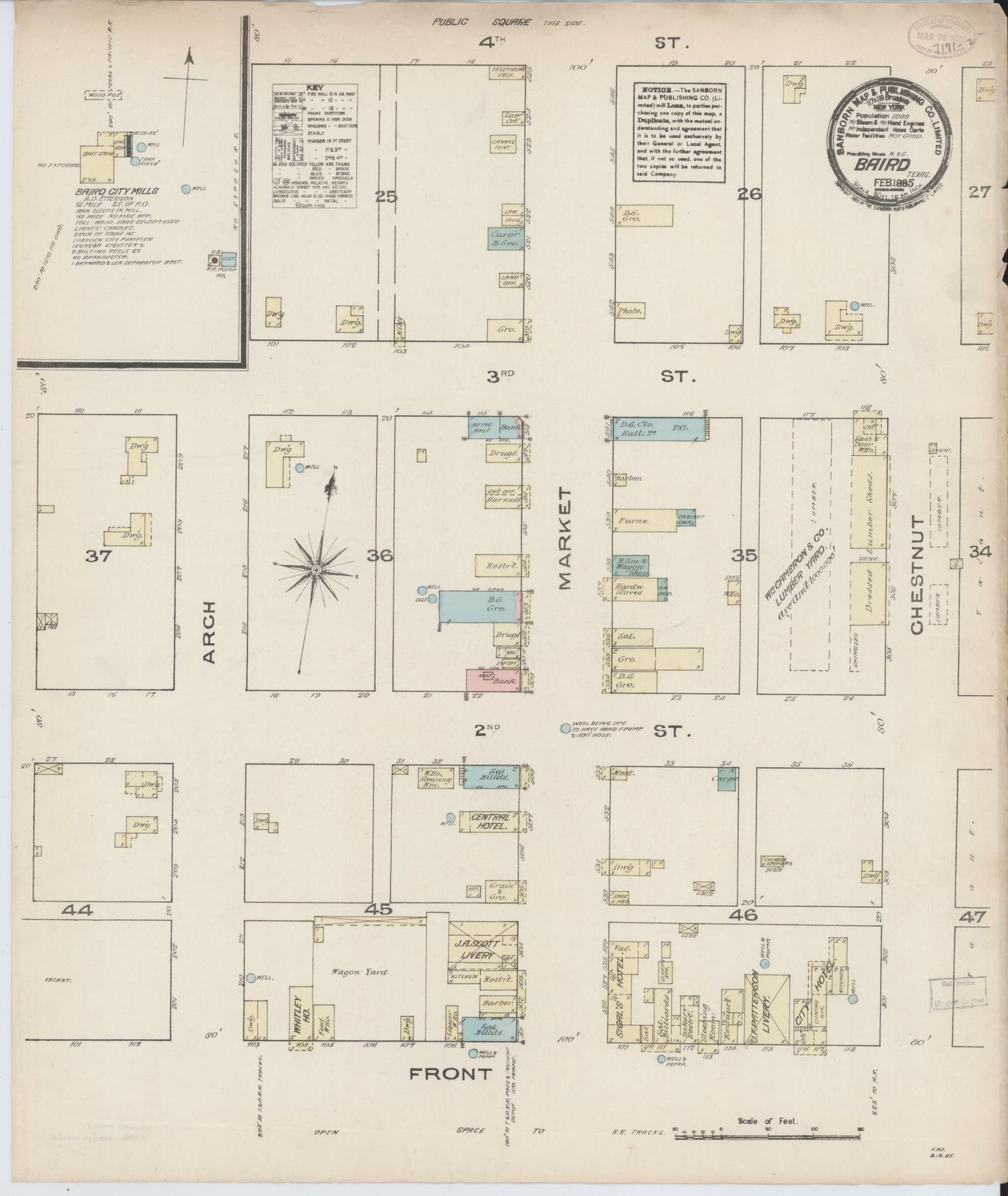 Sanborn Fire Insurance Map from Baird, Callahan County, Texas. (1885) – Historic Sanborn Fire Insurance Map Print