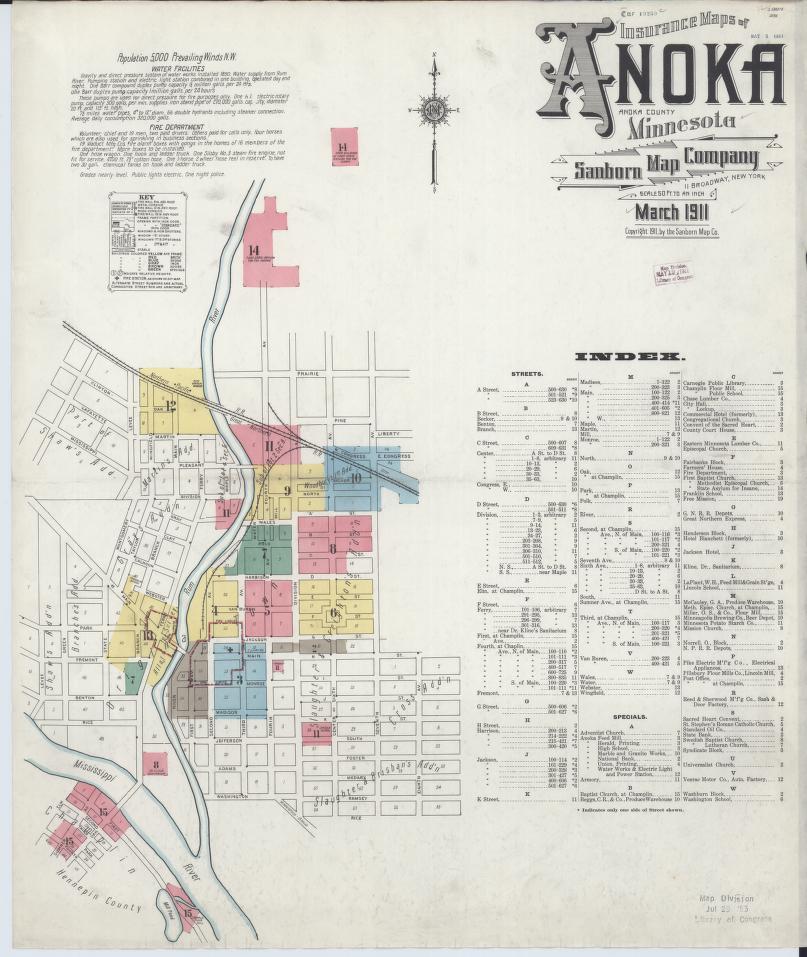 Sanborn Fire Insurance Map from Anoka, Anoka County, Minnesota. (1911) – Map View