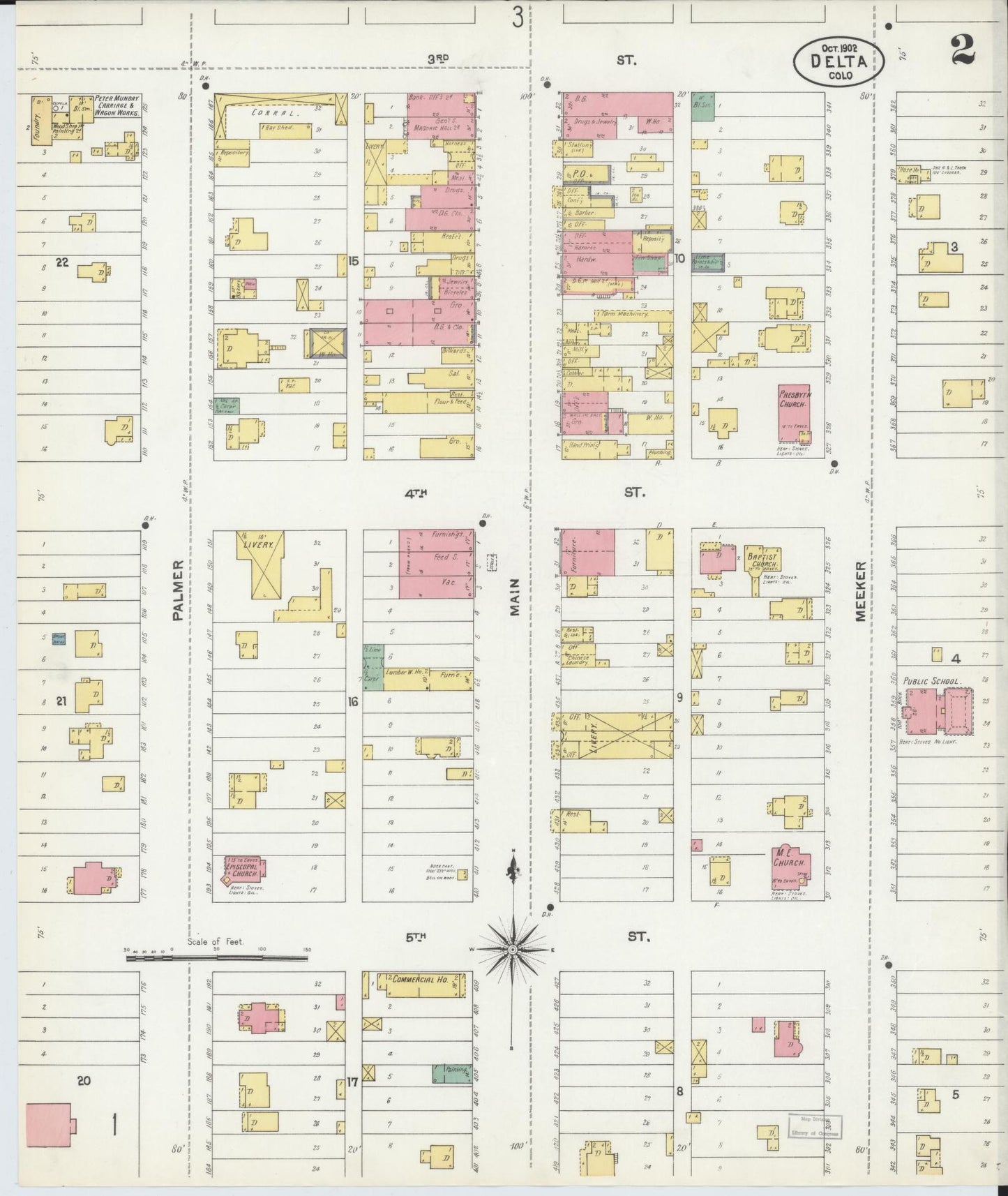 Sanborn Fire Insurance Map from Delta, Delta County, Colorado (1902), Sheet #0002 - Historic Sanborn Fire Insurance Map Print, vintage old map wall art, antique decor, genealogy gift, Colorado Colorado map