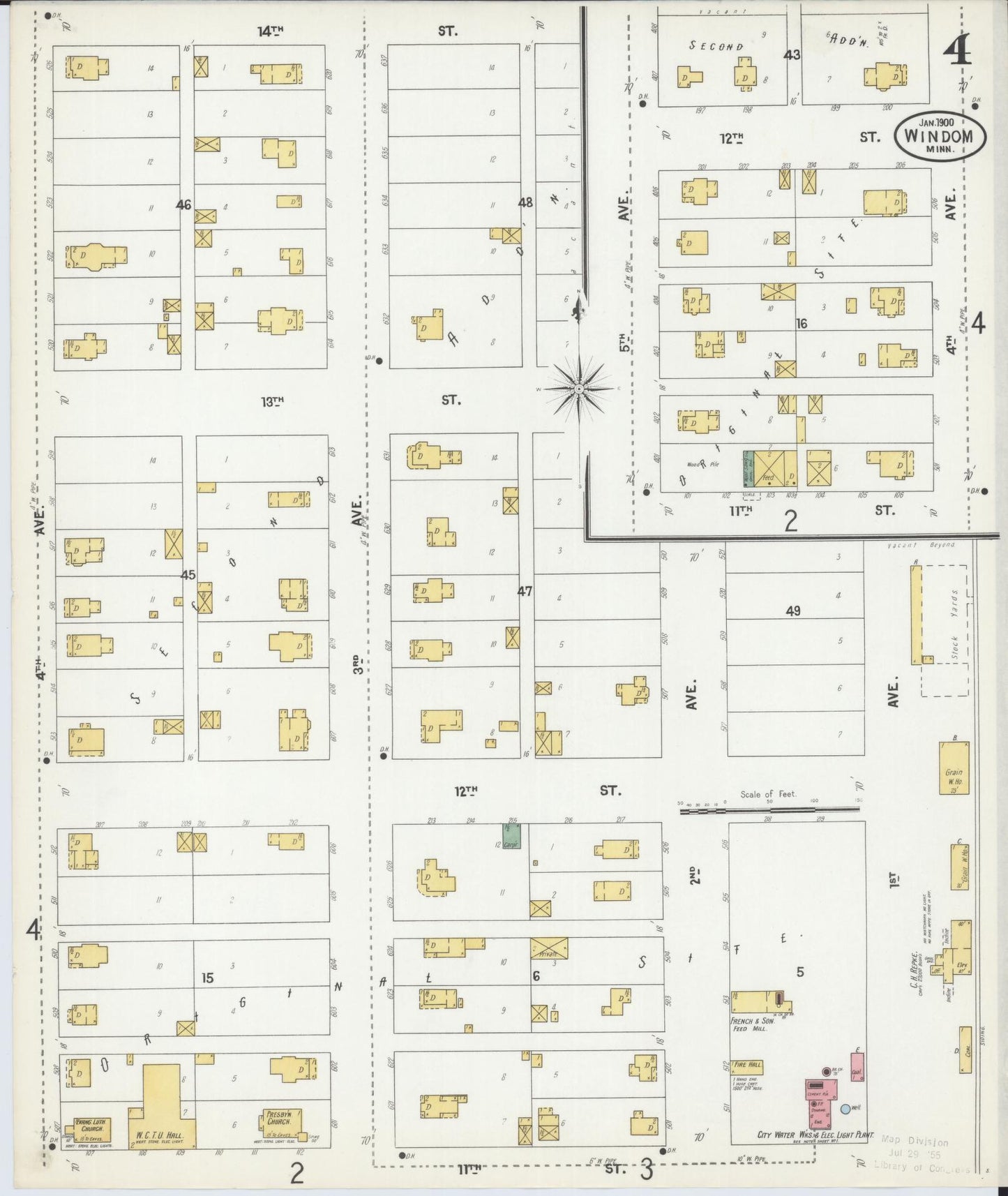 Sanborn Fire Insurance Map from Windom, Cottonwood County, Minnesota (1900), Sheet #0004 - Complete Map Set gallery image, historic Sanborn map, vintage wall art, Minnesota Minnesota