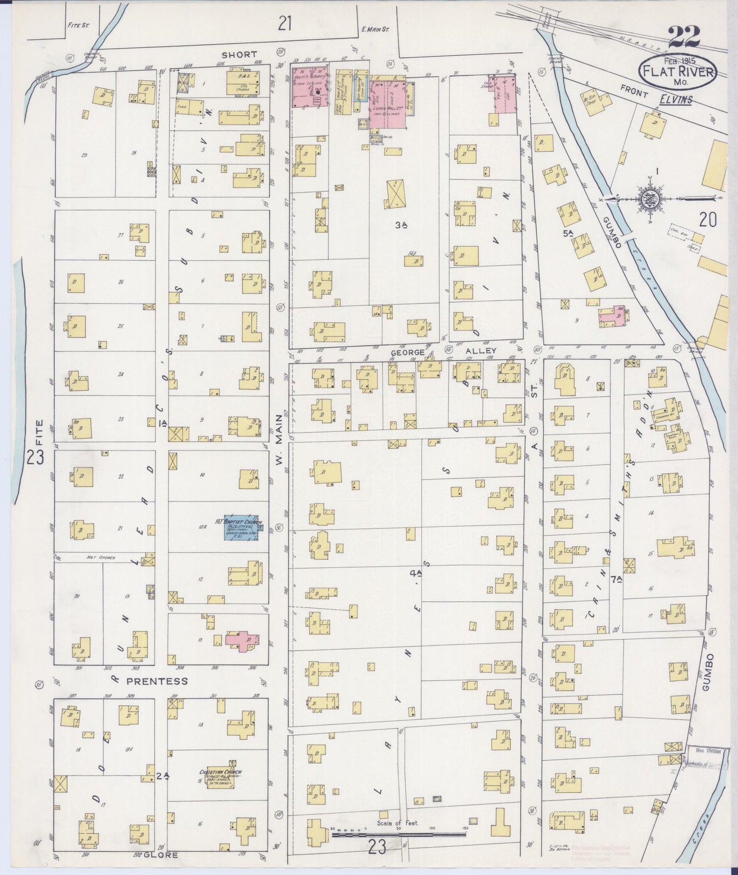 Sanborn Fire Insurance Map from Flat River, Saint Francois County, Missouri (1915), Sheet #0022 - Historic Sanborn Fire Insurance Map Print, vintage old map wall art, antique decor, genealogy gift, Missouri Missouri map