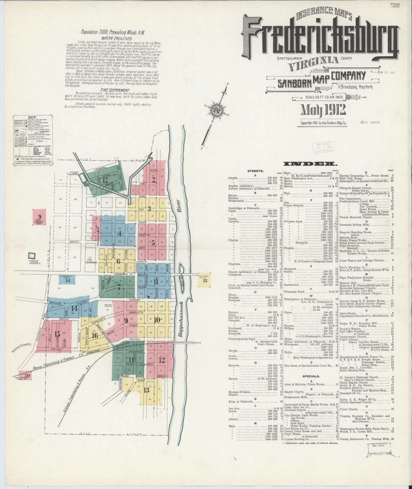 Sanborn Fire Insurance Map from Fredericksburg, Independent Cities, Virginia. (1912) – Historic Sanborn Fire Insurance Map Print