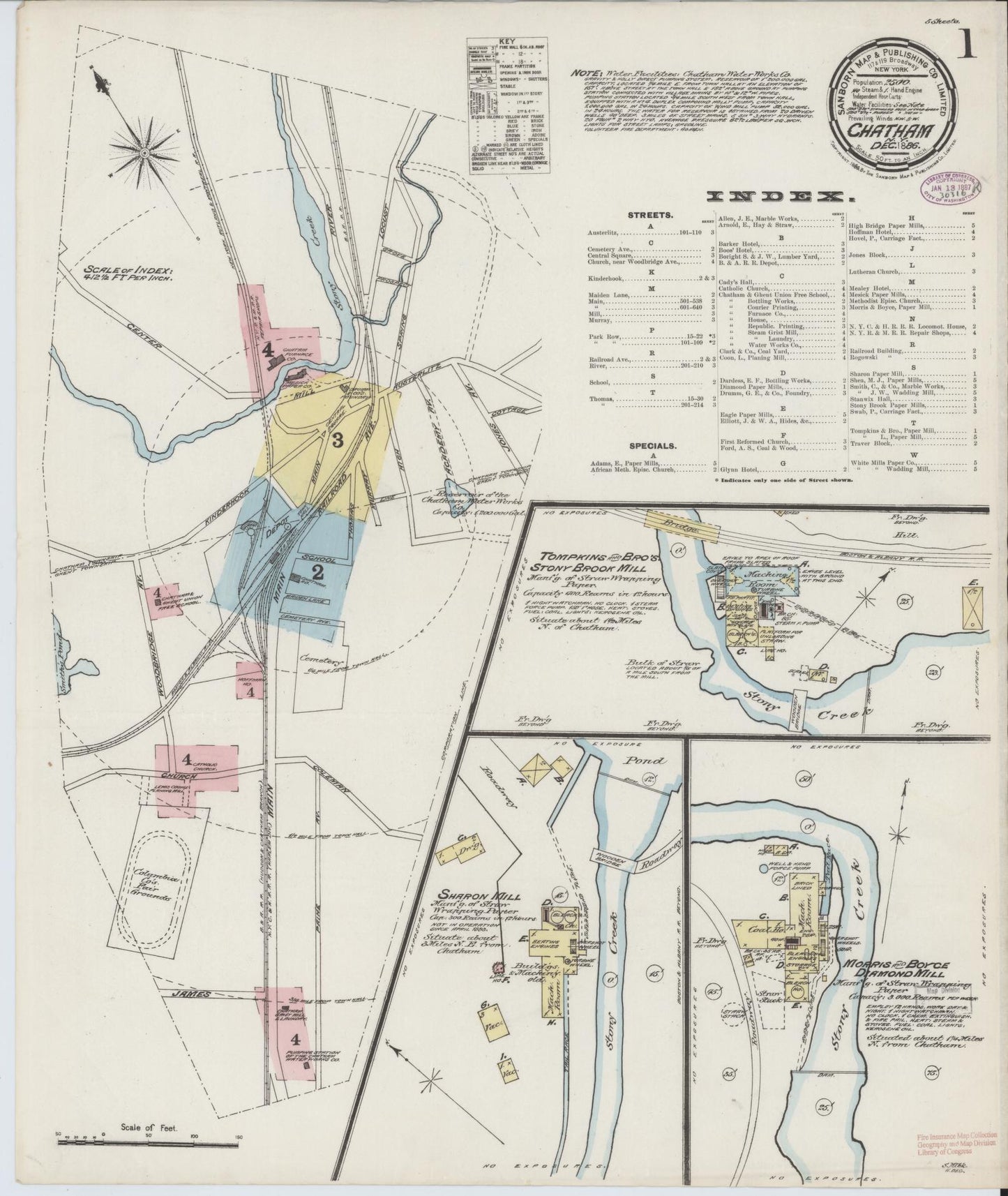 Sanborn Fire Insurance Map from Chatham, Columbia County, New York. (1886) – Historic Sanborn Fire Insurance Map Print