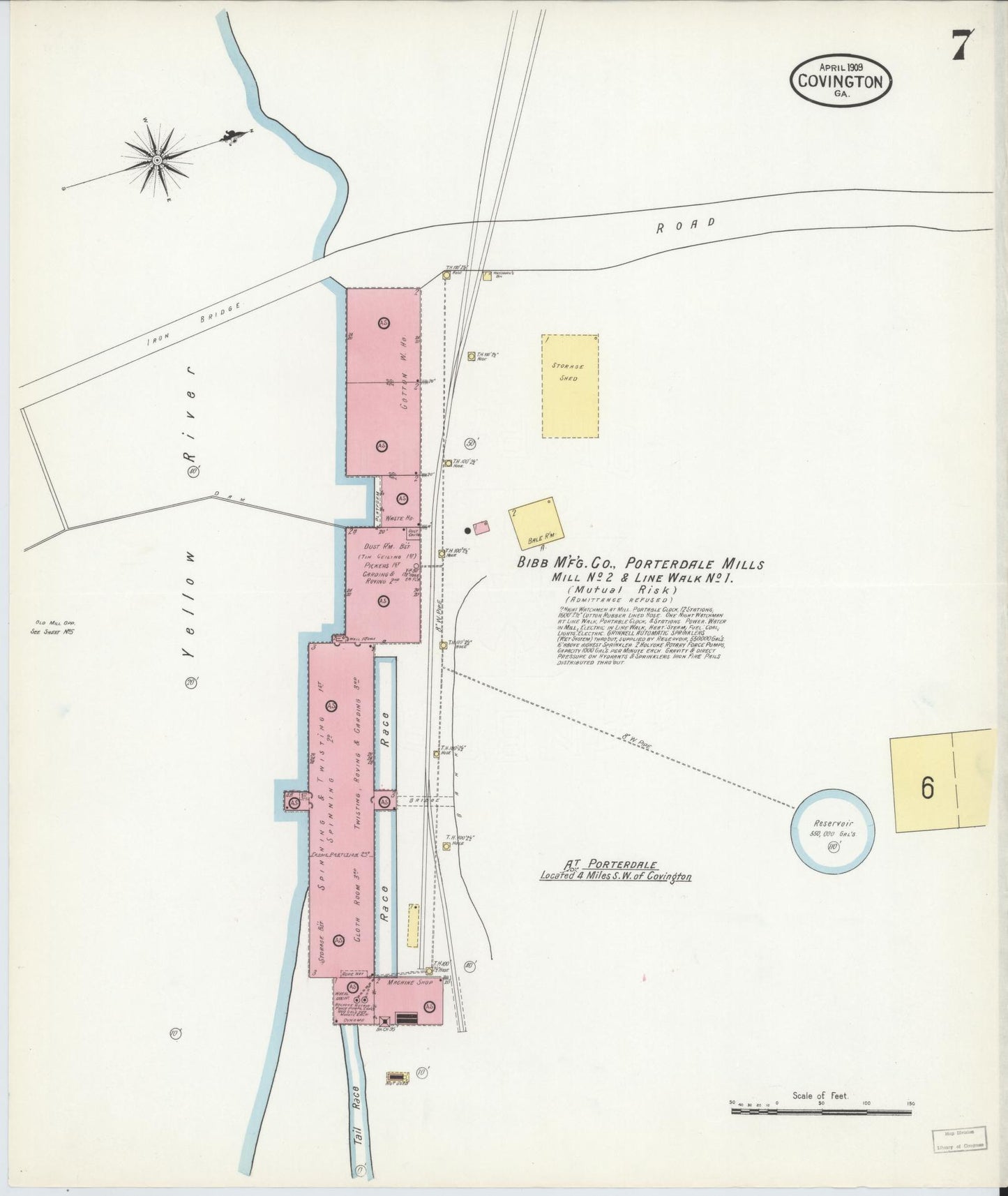Sanborn Fire Insurance Map from Covington, Newton County, Georgia (1909), Sheet #0007 - Complete Map Set gallery image, historic Sanborn map, vintage wall art, Georgia Georgia