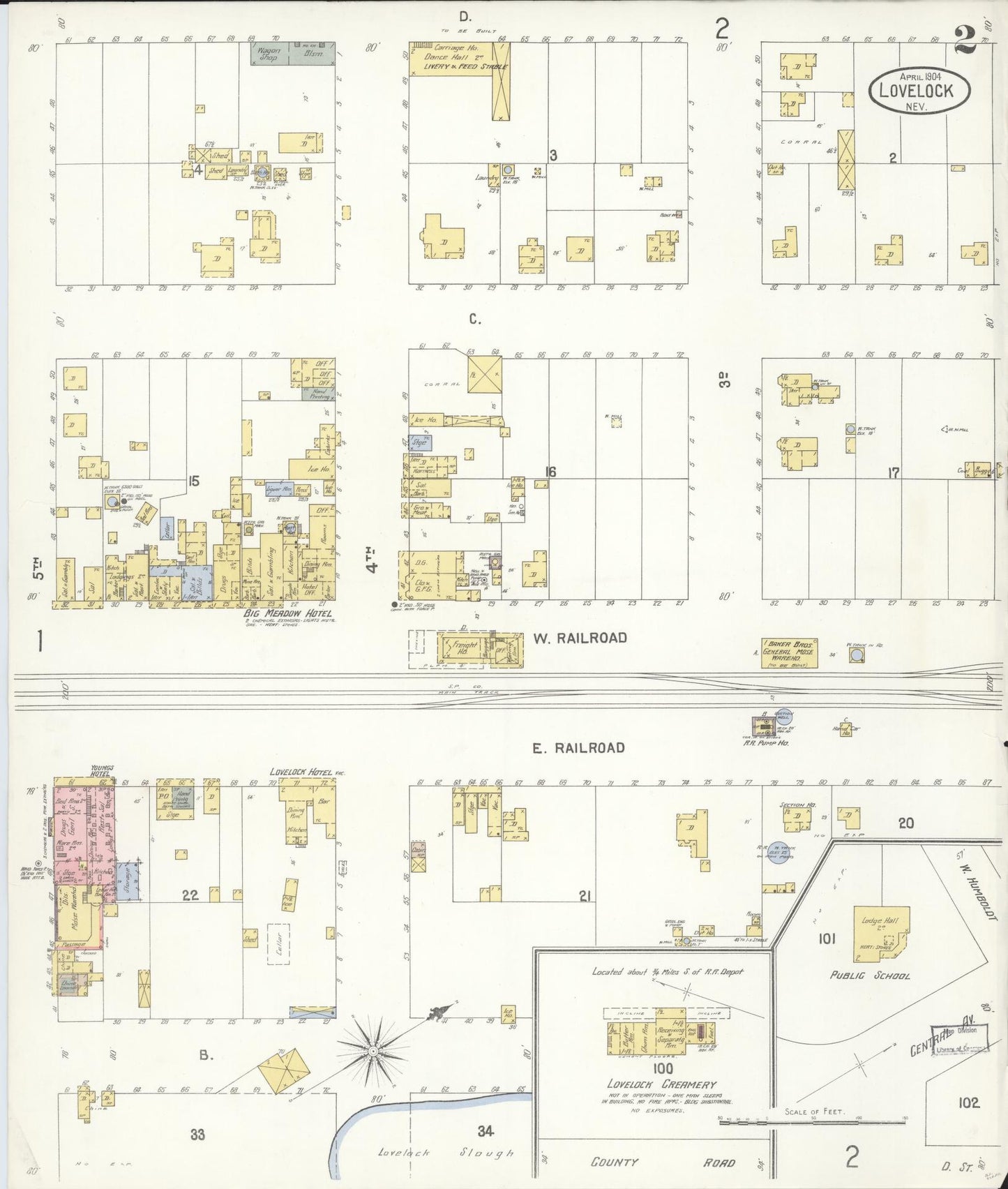 Sanborn Fire Insurance Map from Lovelock, Pershing County, Nevada (1904), Sheet #0002 - Complete Map Set gallery image, historic Sanborn map, vintage wall art, Nevada Nevada
