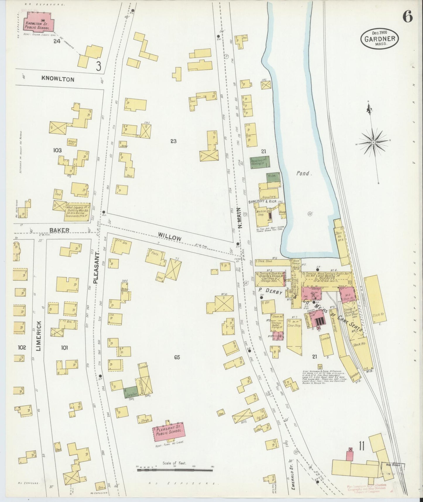 Sanborn Fire Insurance Map from Gardner, Worcester County, Massachusetts (1900), Sheet #0006 - Historic Sanborn Fire Insurance Map Print, vintage old map wall art, antique decor, genealogy gift, Massachusetts Massachusetts map