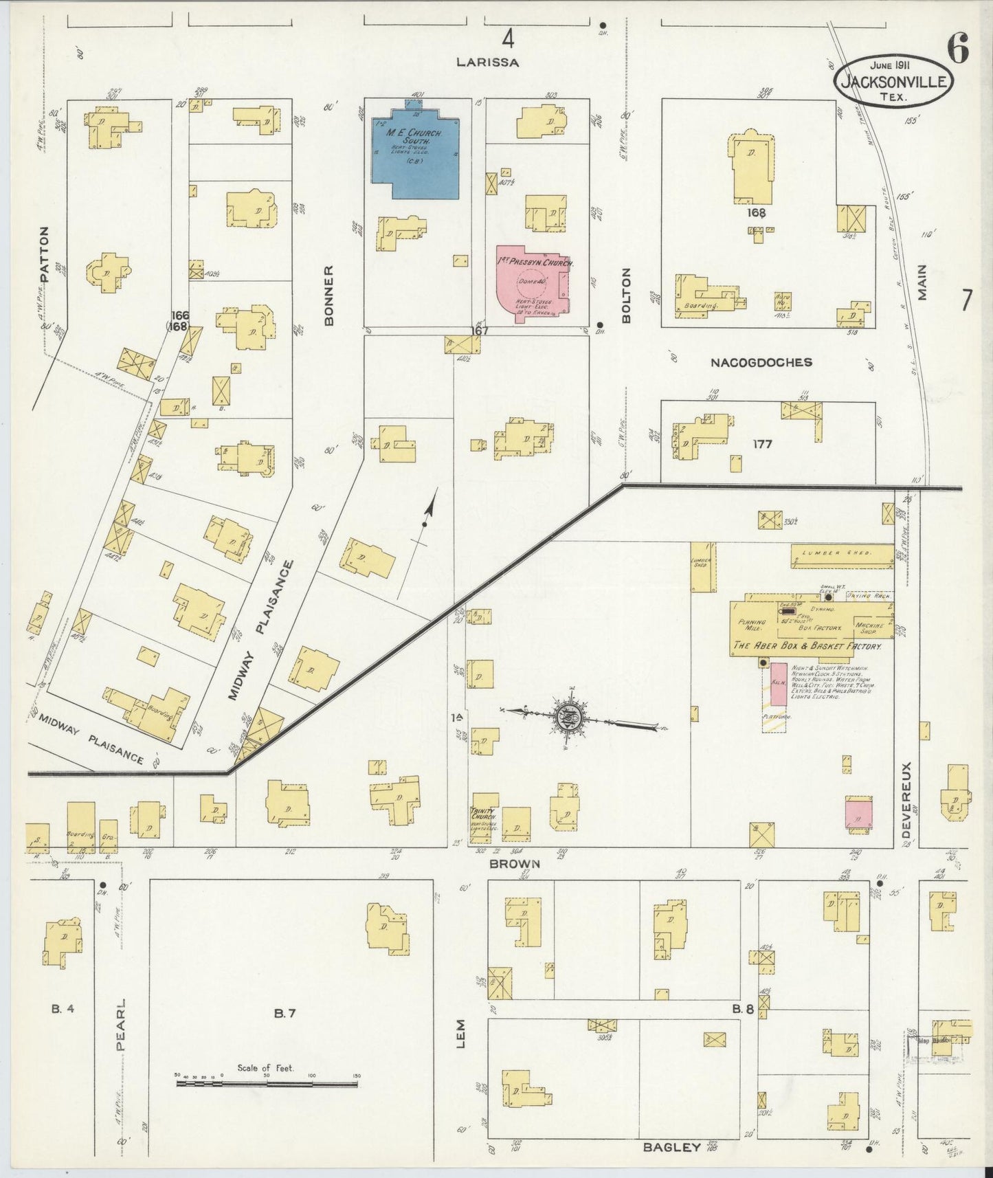 Sanborn Fire Insurance Map from Jacksonville, Cherokee County, Texas. (1911), Sheet 6 – Historic Sanborn Fire Insurance Map Print