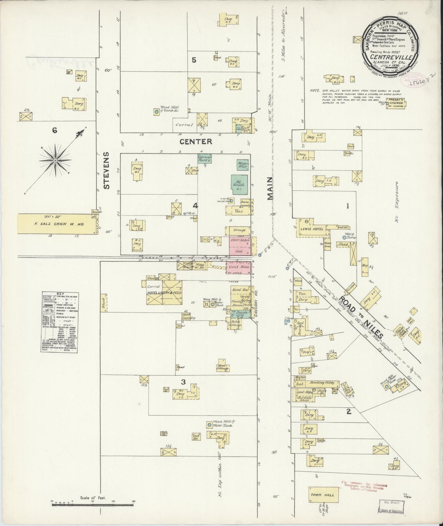 Sanborn Fire Insurance Map from Centerville, Alameda County, California (1890), Sheet #0001 - Historic Sanborn Fire Insurance Map Print, vintage old map wall art, antique decor, genealogy gift, California California map