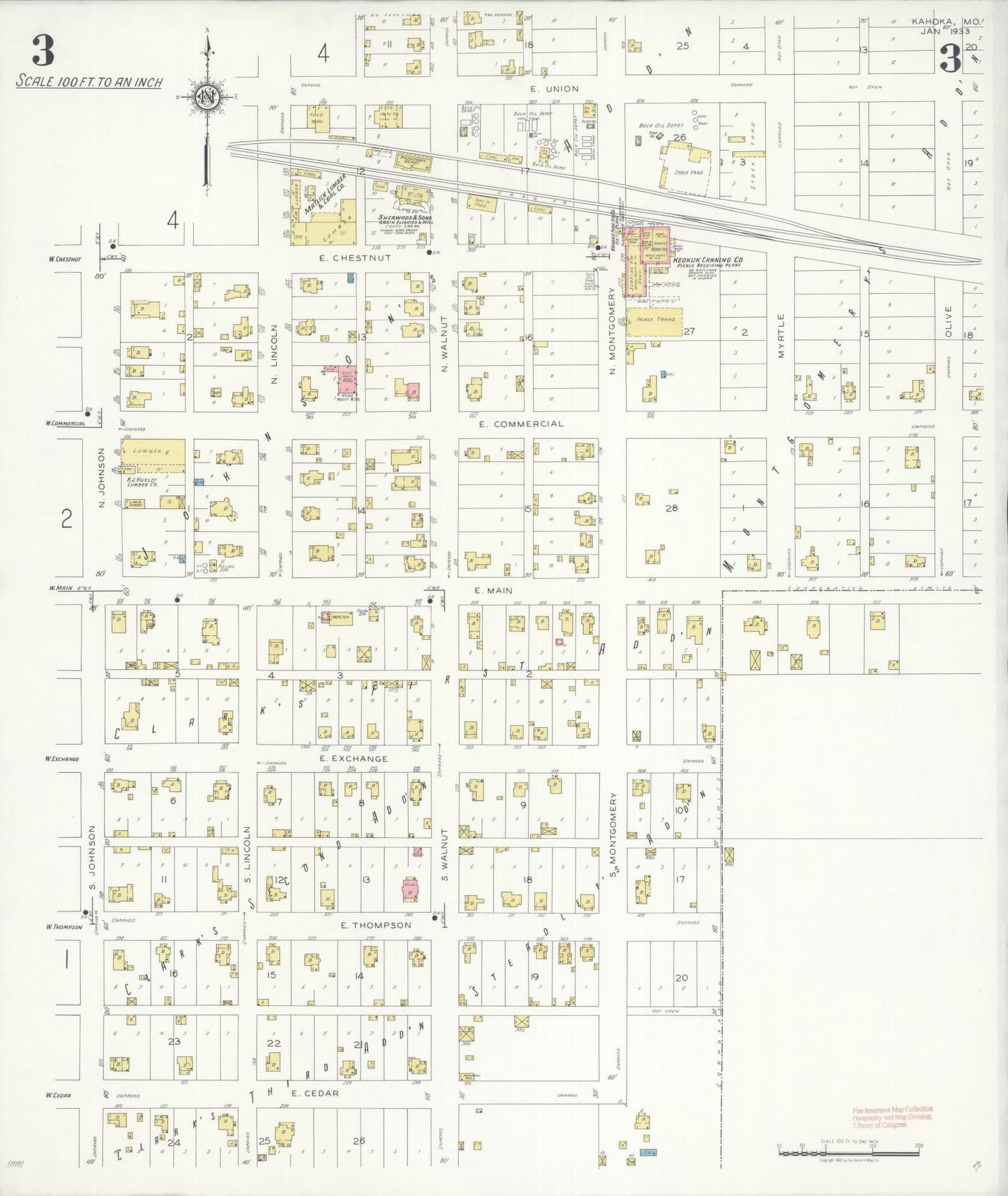 Sanborn Fire Insurance Map from Kahoka, Clark County, Missouri (1933), Sheet #0003 - Historic Sanborn Fire Insurance Map Print, vintage old map wall art, antique decor, genealogy gift, Missouri Missouri map