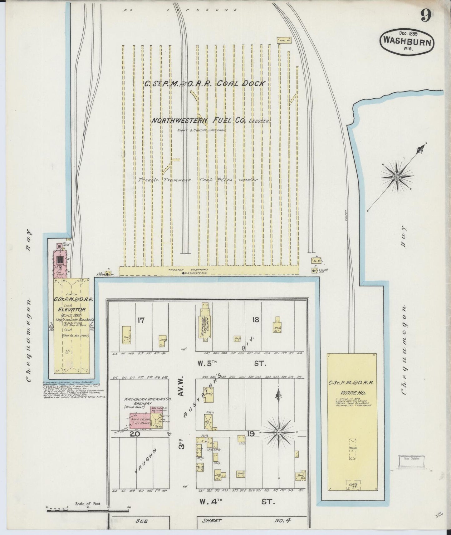 Sanborn Fire Insurance Map from Washburn, Bayfield County, Wisconsin (1889), Sheet #0009 - Complete Map Set gallery image, historic Sanborn map, vintage wall art, Wisconsin Wisconsin