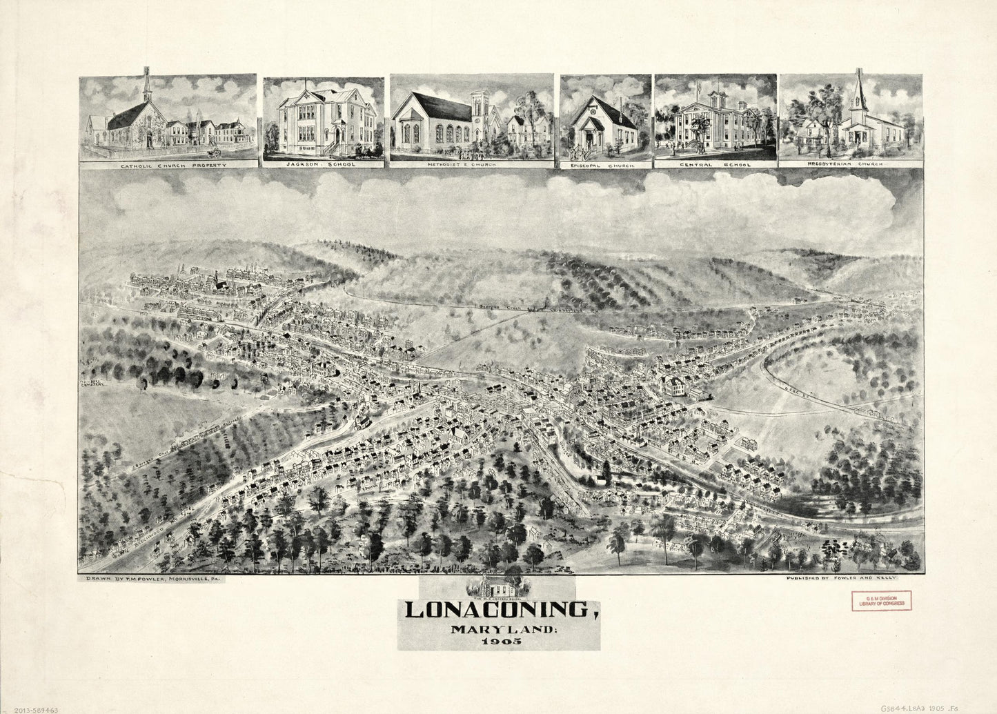 Lonaconing, Maryland (1905) – Historic Bird’s-Eye View Panorama Print
