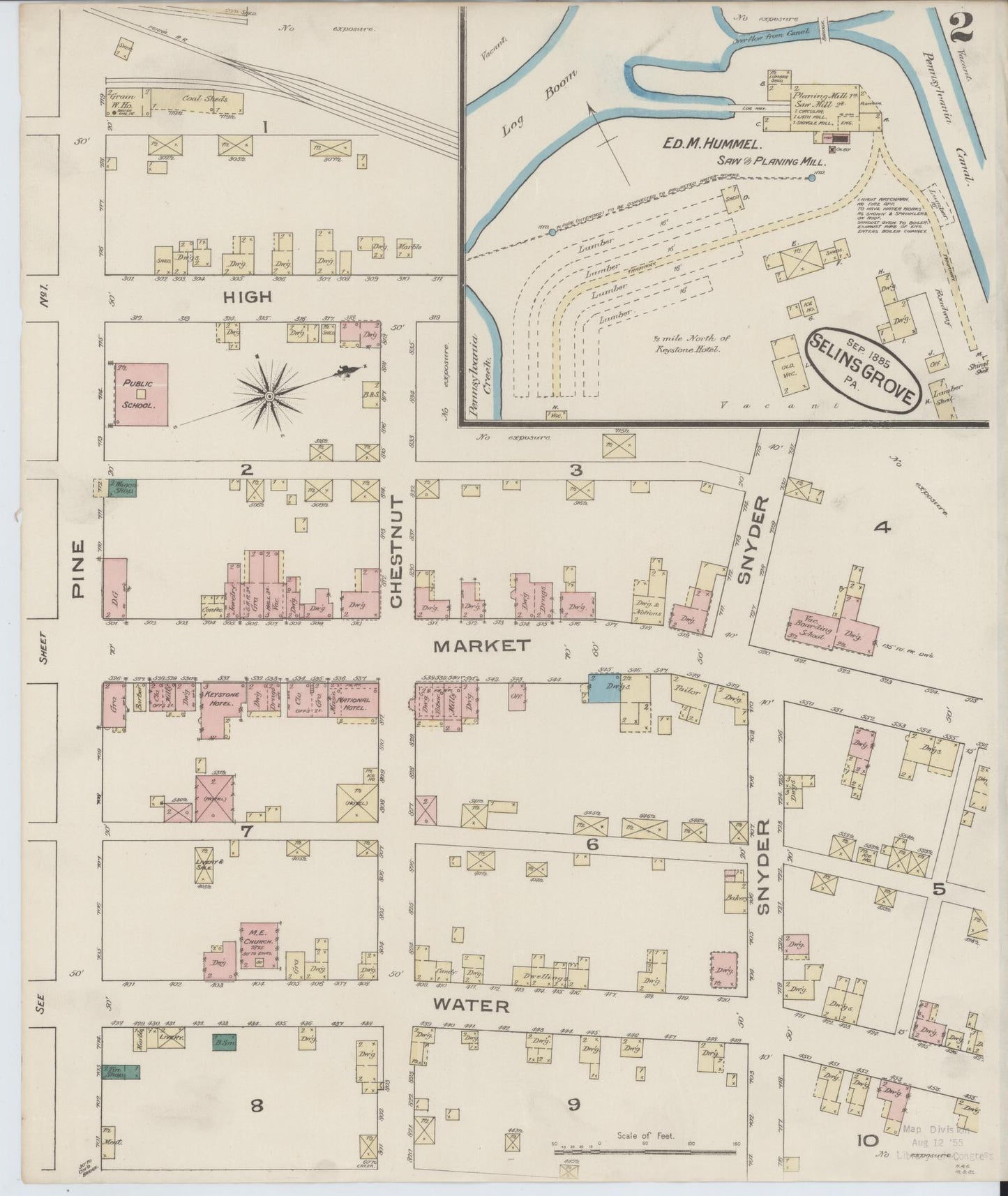 Sanborn Fire Insurance Map from Selins Grove, Snyder County, Pennsylvania (1885), Sheet #0002 - Complete Map Set gallery image, historic Sanborn map, vintage wall art, Pennsylvania Pennsylvania